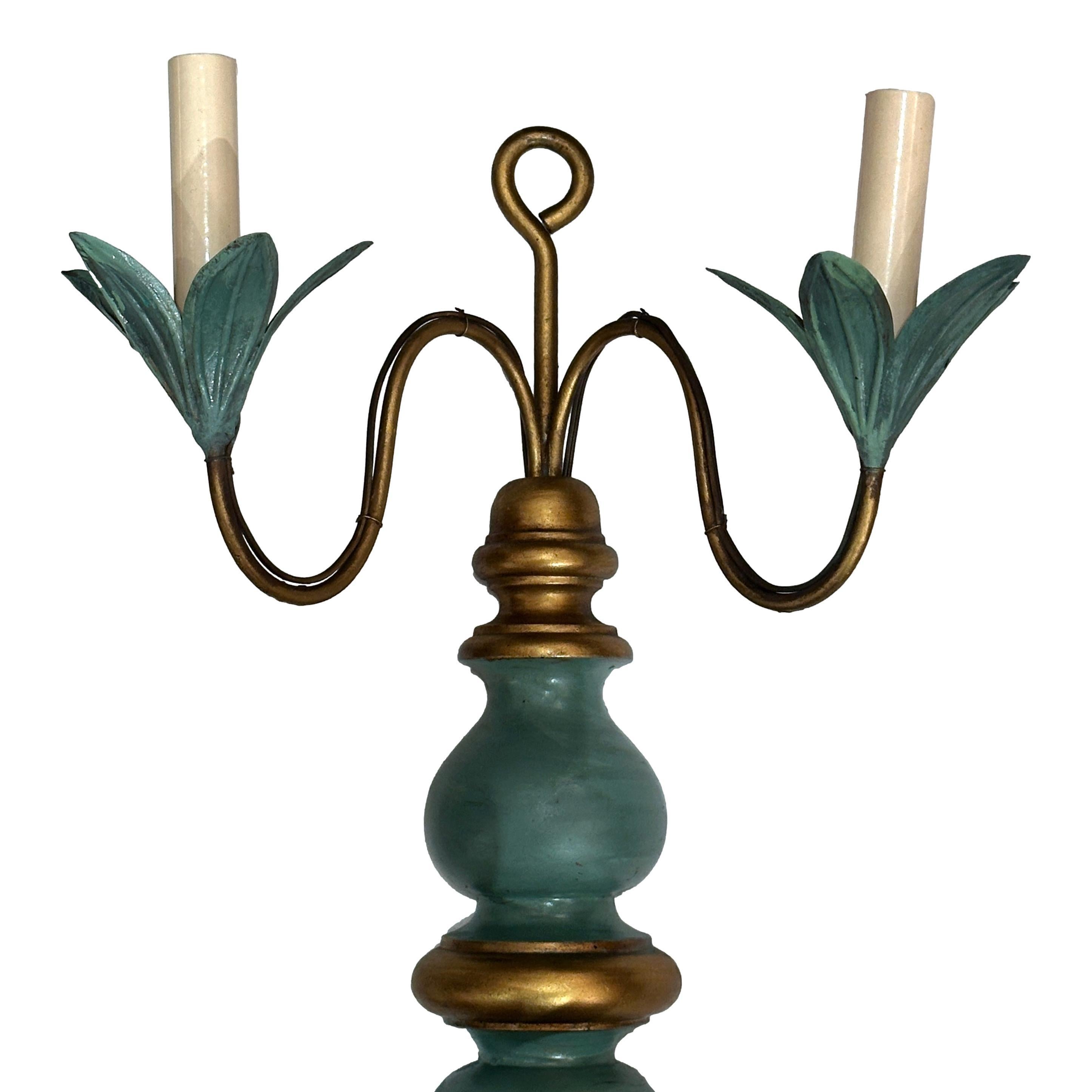 Mid-20th Century Pair of Large Painted Wood Sconces For Sale