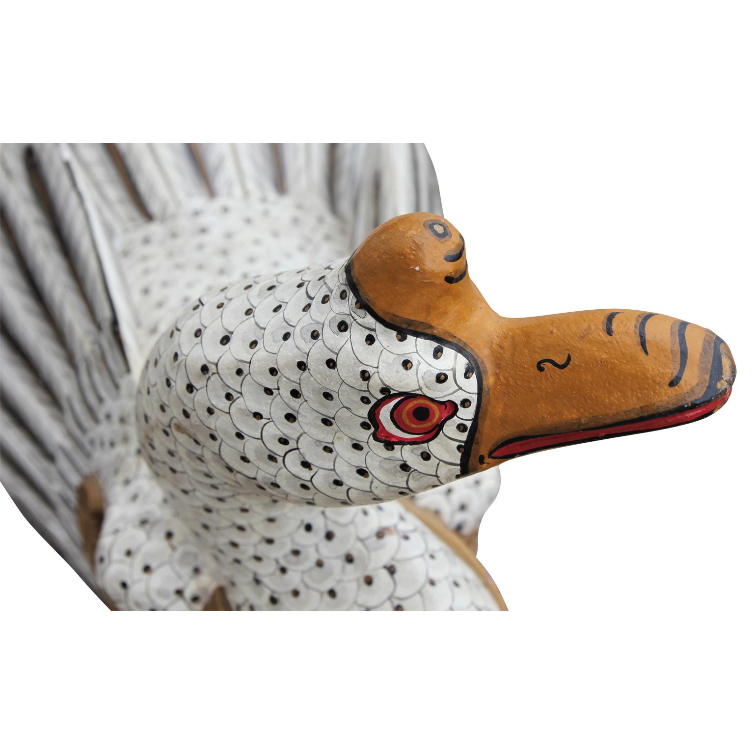 Pair of Large Painted Wooden Modern Italian Folk Art Carved Ducks / Geese 5