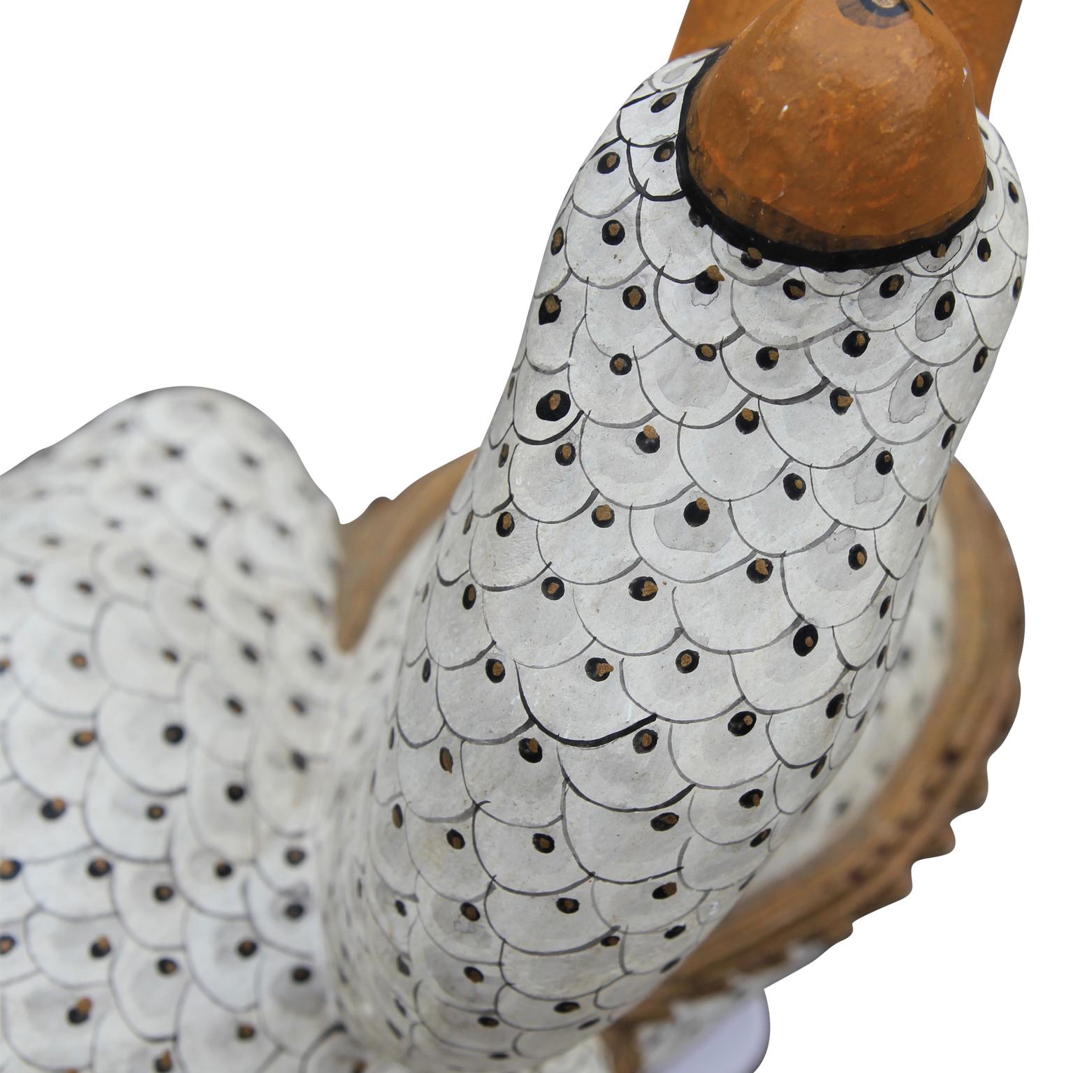 Pair of Large Painted Wooden Modern Italian Folk Art Carved Ducks / Geese 7