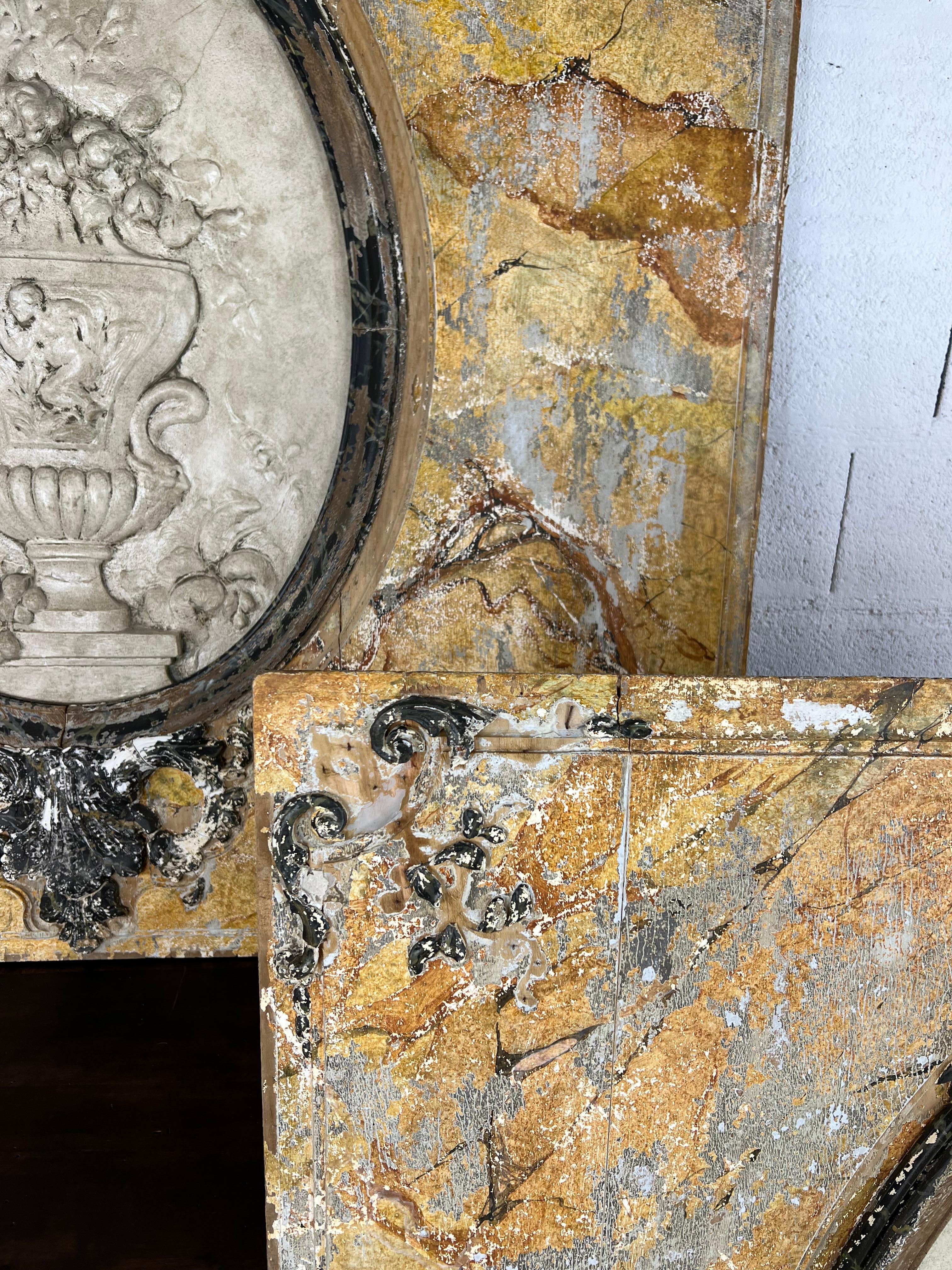 Paire de grands panneaux de bois peints Bon état - En vente à PARIS, FR