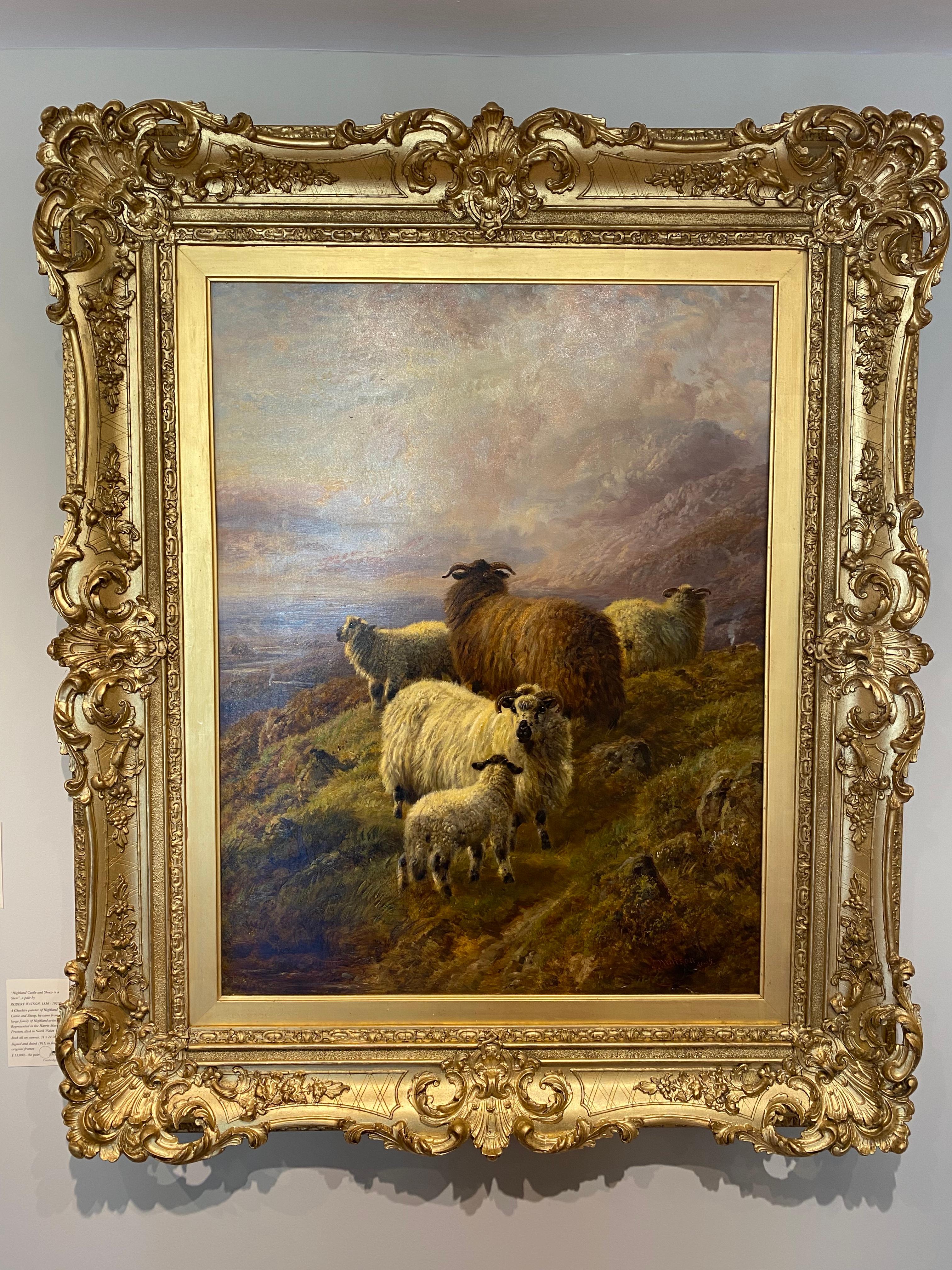 A truly grand and impressive pair of highland landscape paintings, housed in their original, beautifully detailed imposing gilt frames. Robert Watson was a British artist, still represented in the Harris Museum, Preston, and the son of the Victorian