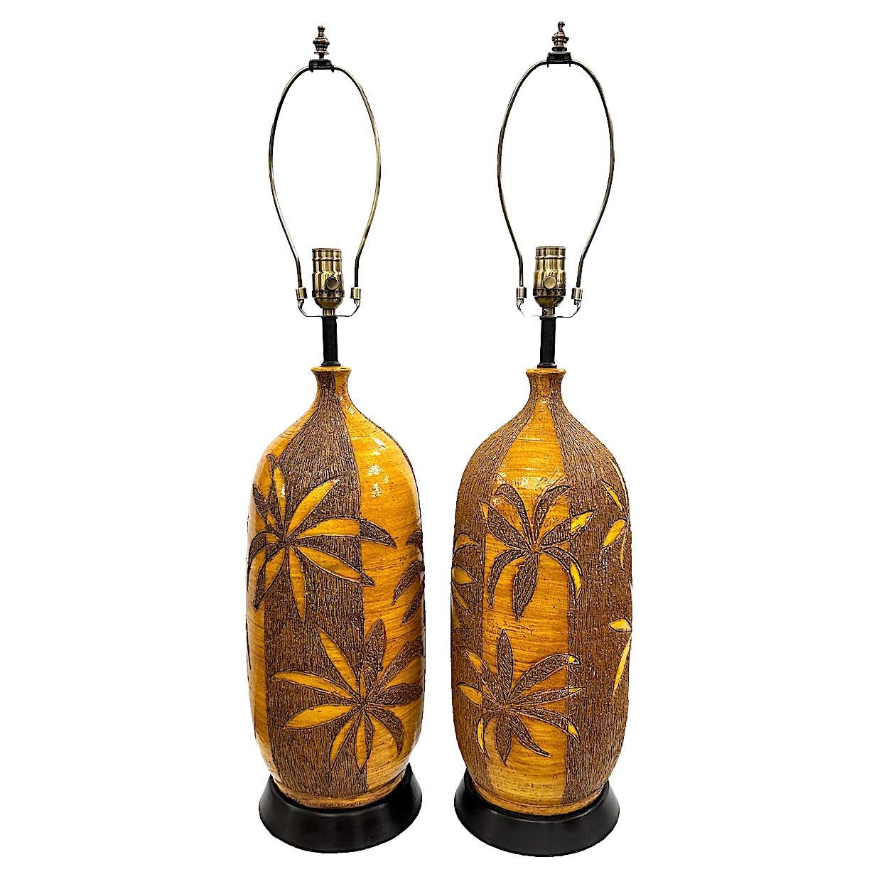 Pair of Large Palm Tree Lamps