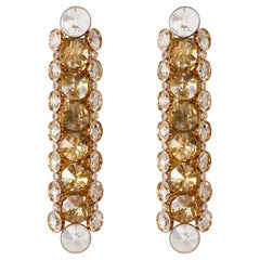 Pair of Large Palwa Sconces Wall Lights, Gilt Brass and Cut Crystal Glass, 1970