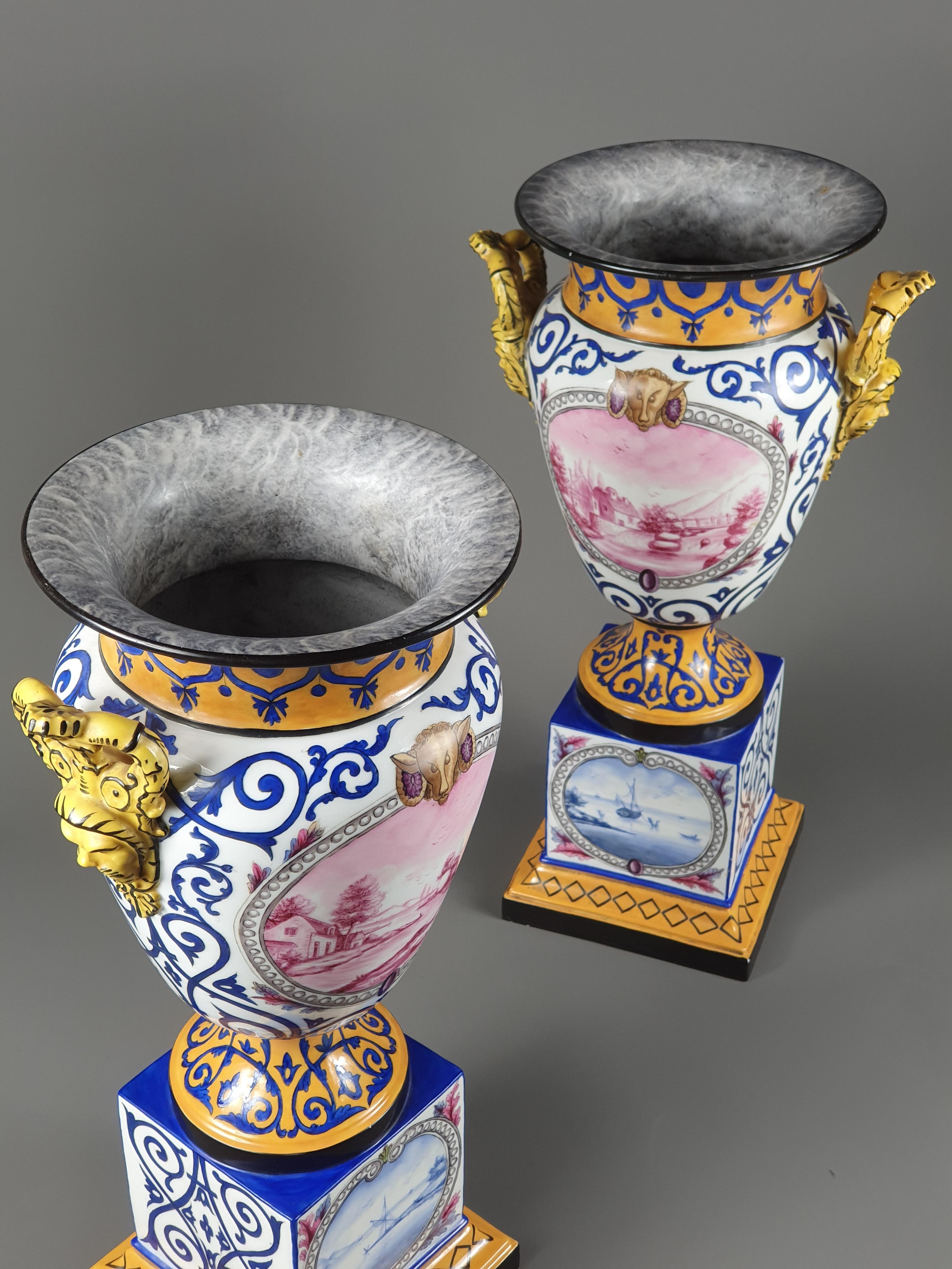 Pair of Large Paris Porcelain Vases by Jacob Petit For Sale 4