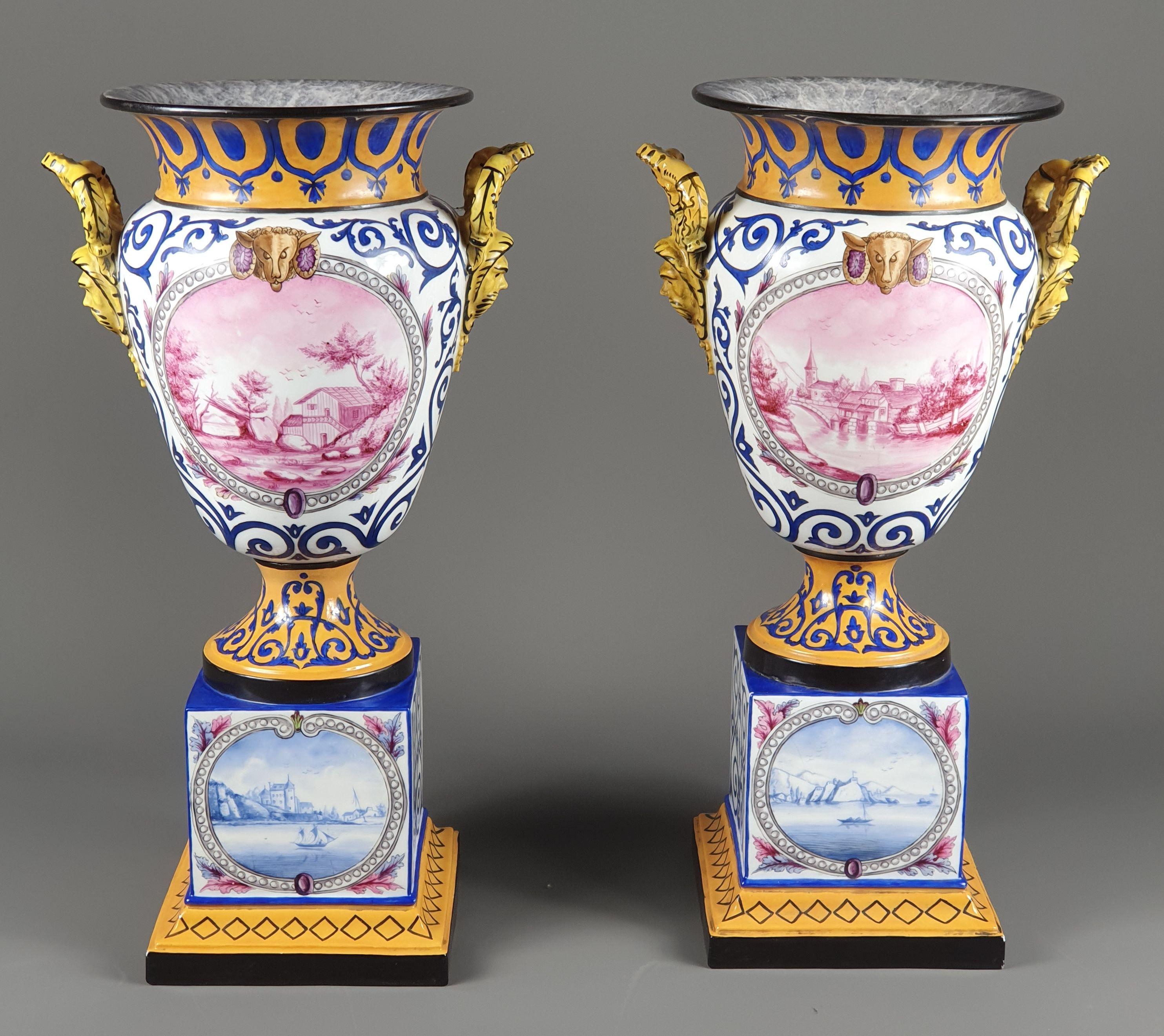 Paire de grands vases en porcelaine de Paris par Jacob Petit en vente 5