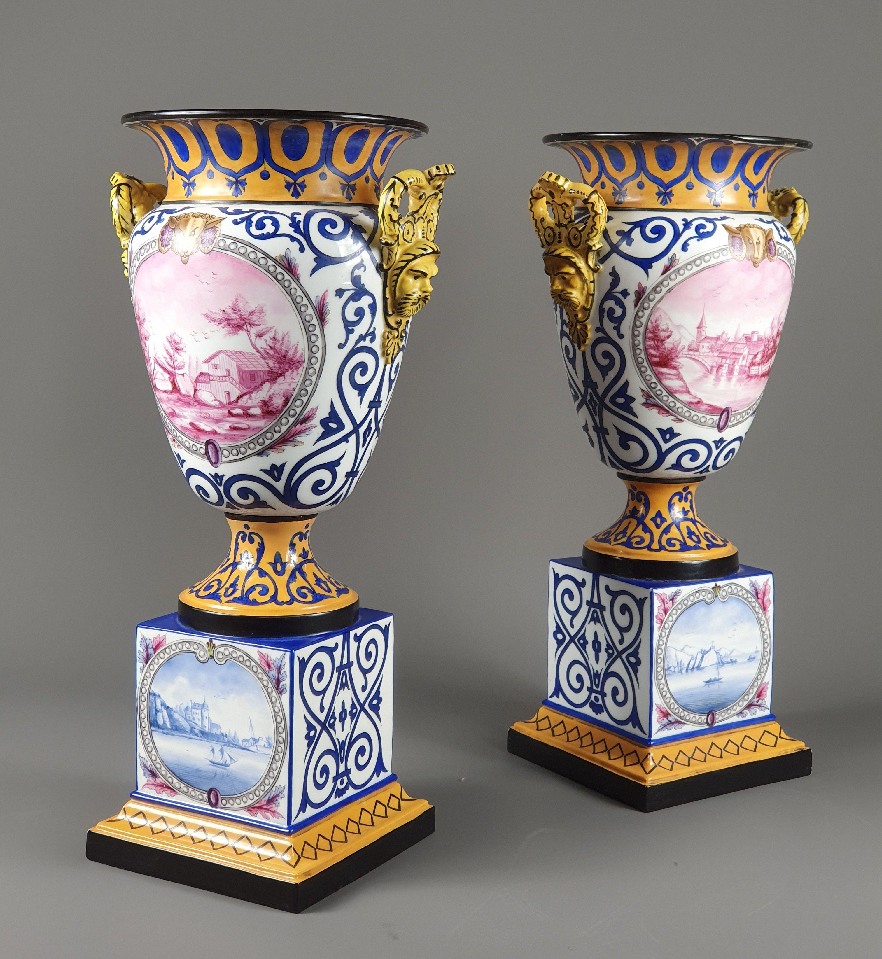 Pair of Large Paris Porcelain Vases by Jacob Petit For Sale 7