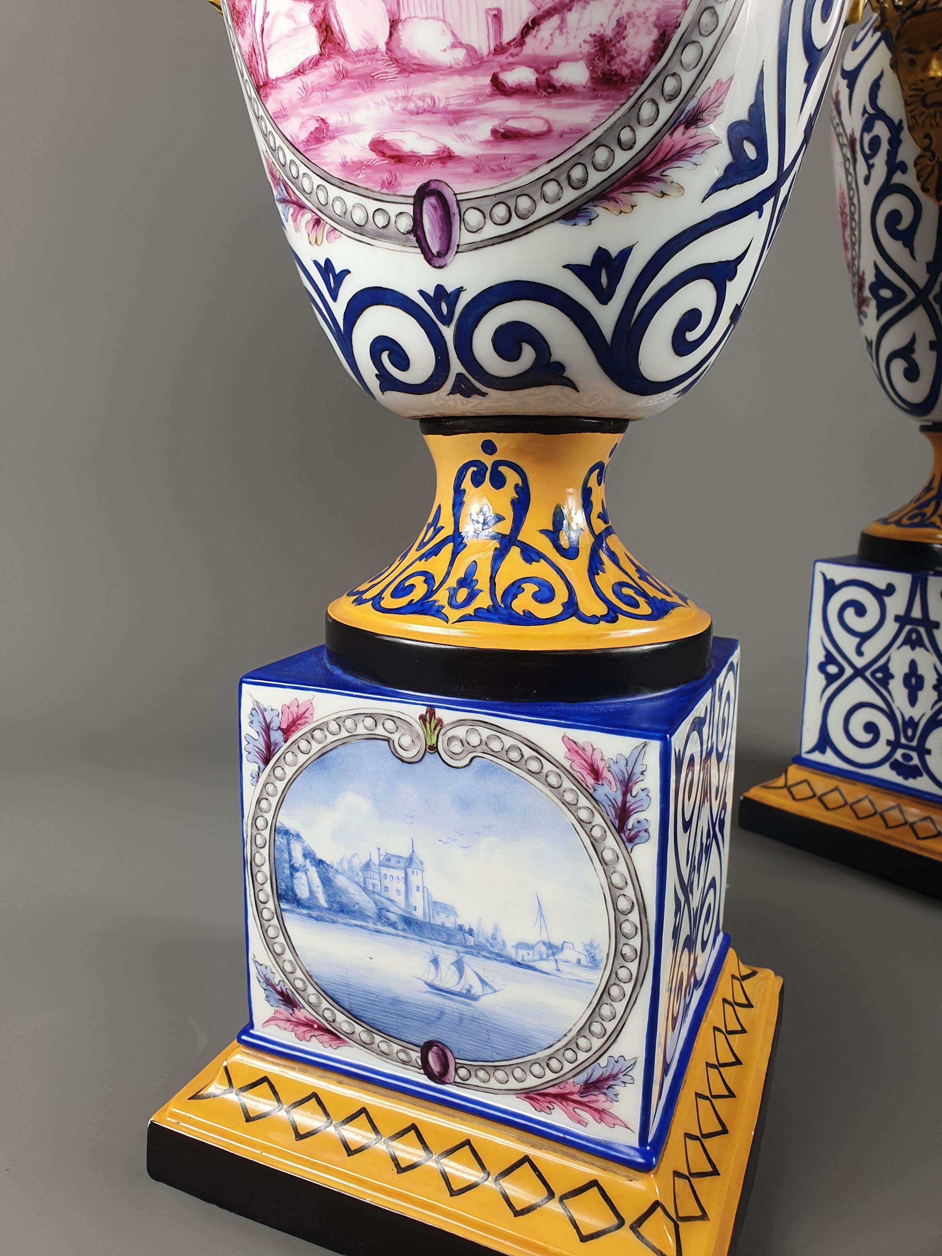 Pair of Large Paris Porcelain Vases by Jacob Petit For Sale 1
