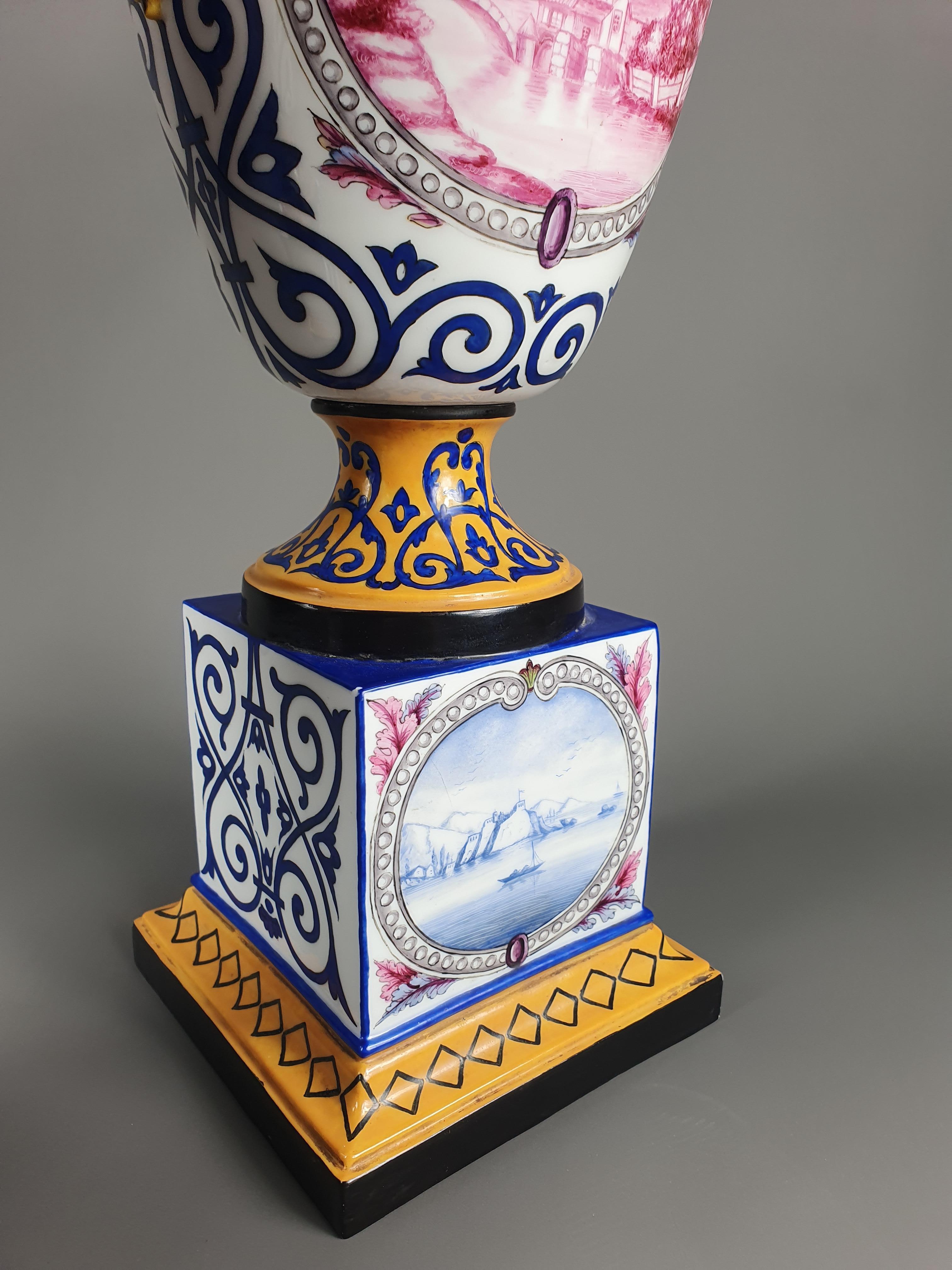 Pair of Large Paris Porcelain Vases by Jacob Petit For Sale 2
