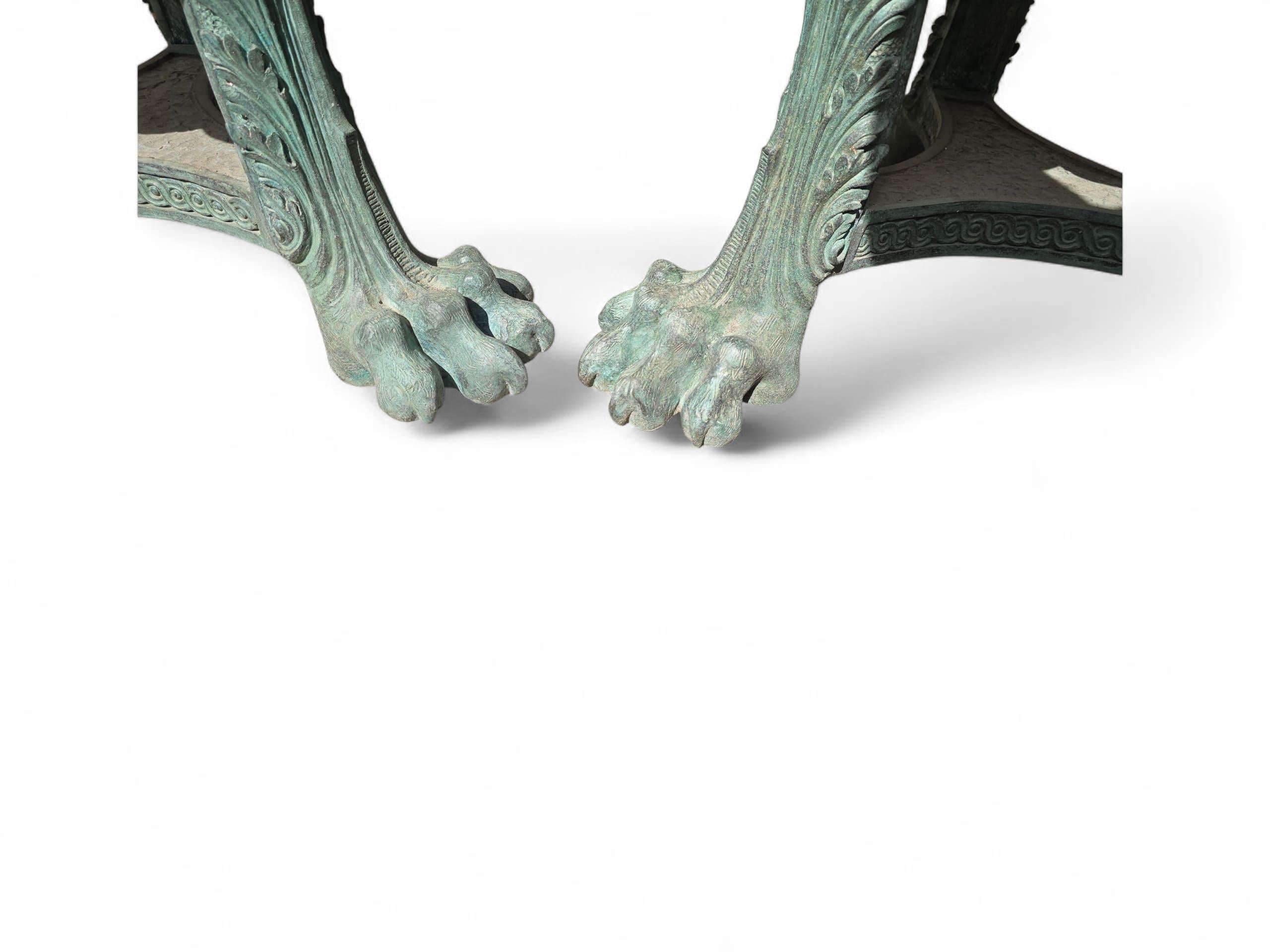 Pair of Large Patinated Bronze Planters with Floral Motifs, 1980s For Sale 6