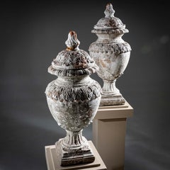 Pair of large patinated Urns, 20th Century