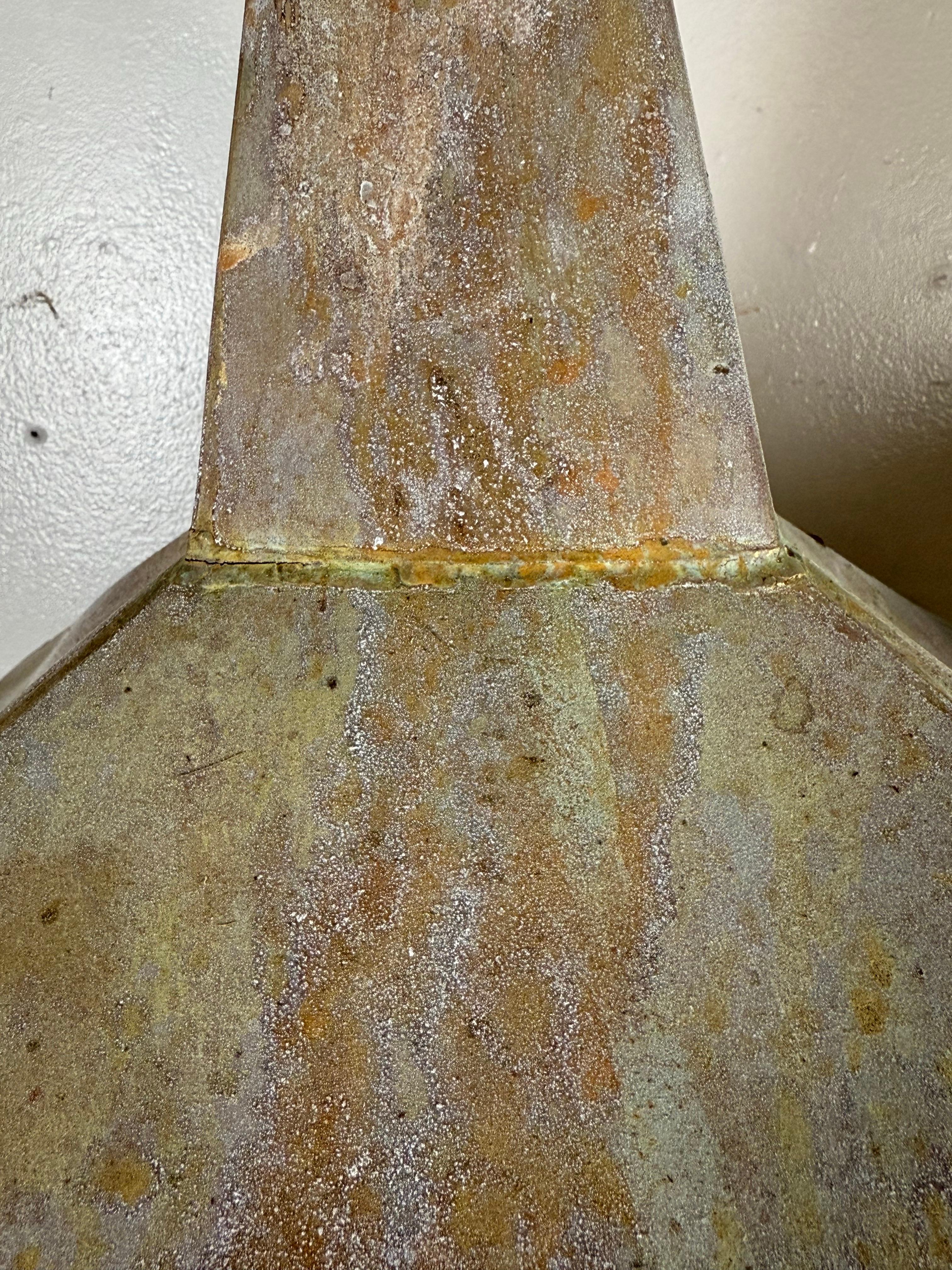 Pair of Large Patinated Zinc Architectural Finials Mounted on Iron Bases For Sale 8