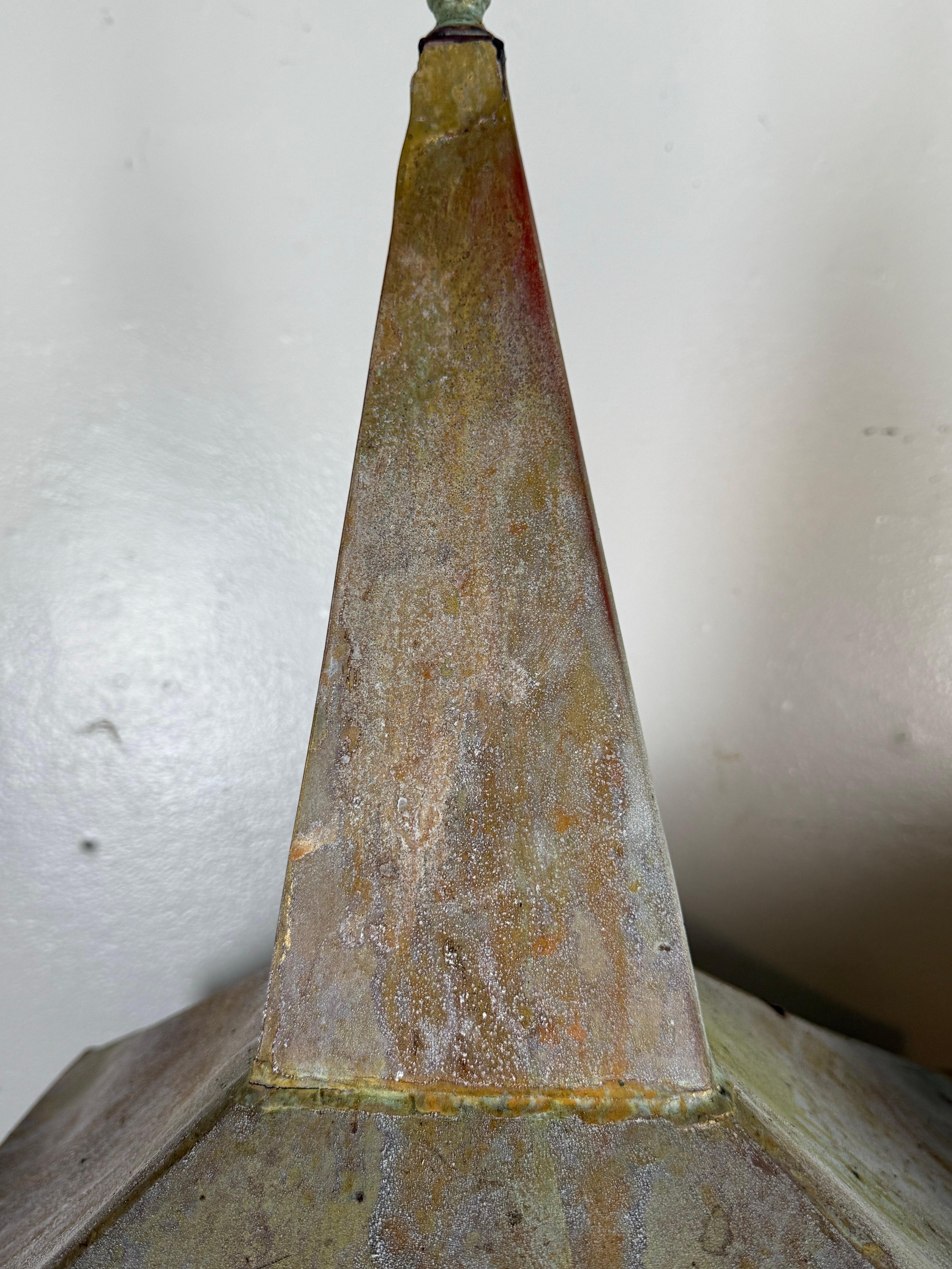 Pair of Large Patinated Zinc Architectural Finials Mounted on Iron Bases For Sale 9