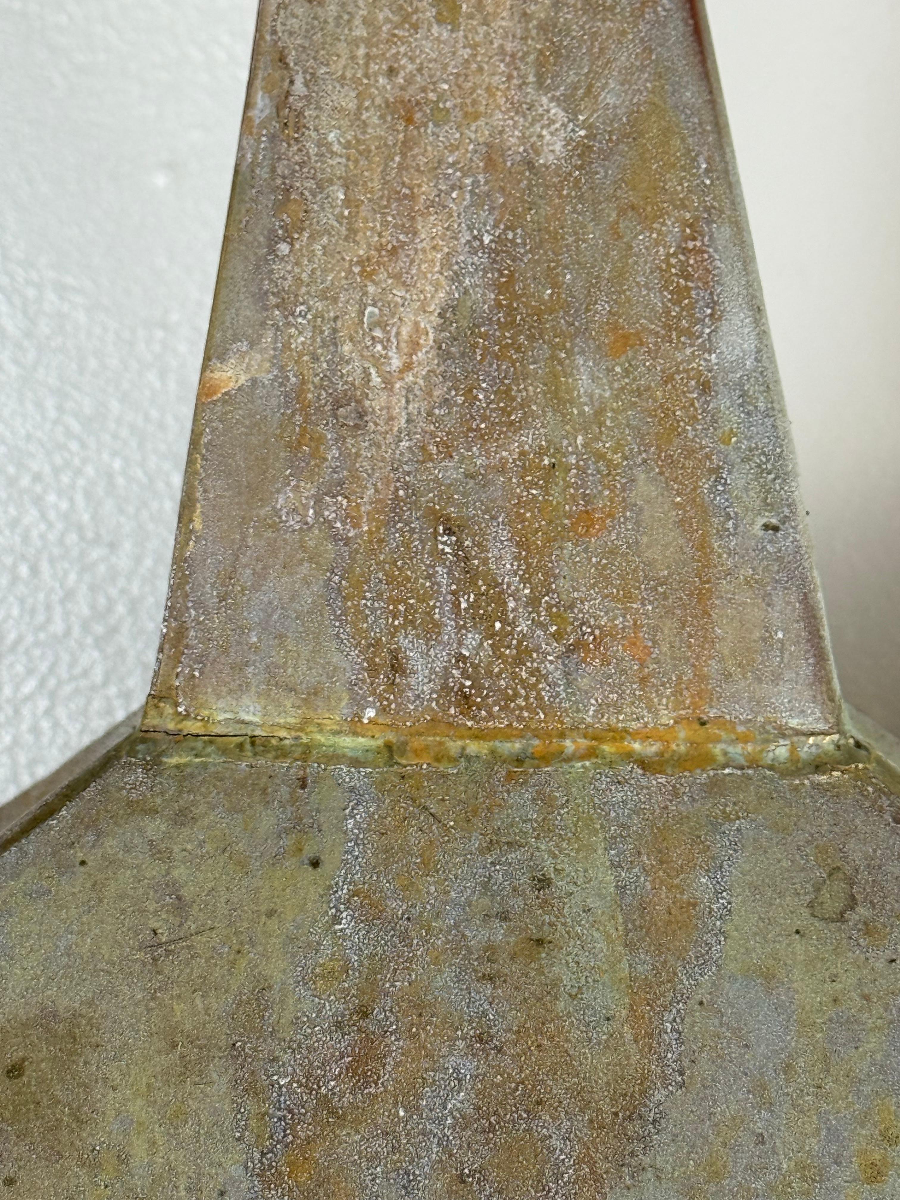 Pair of Large Patinated Zinc Architectural Finials Mounted on Iron Bases For Sale 2