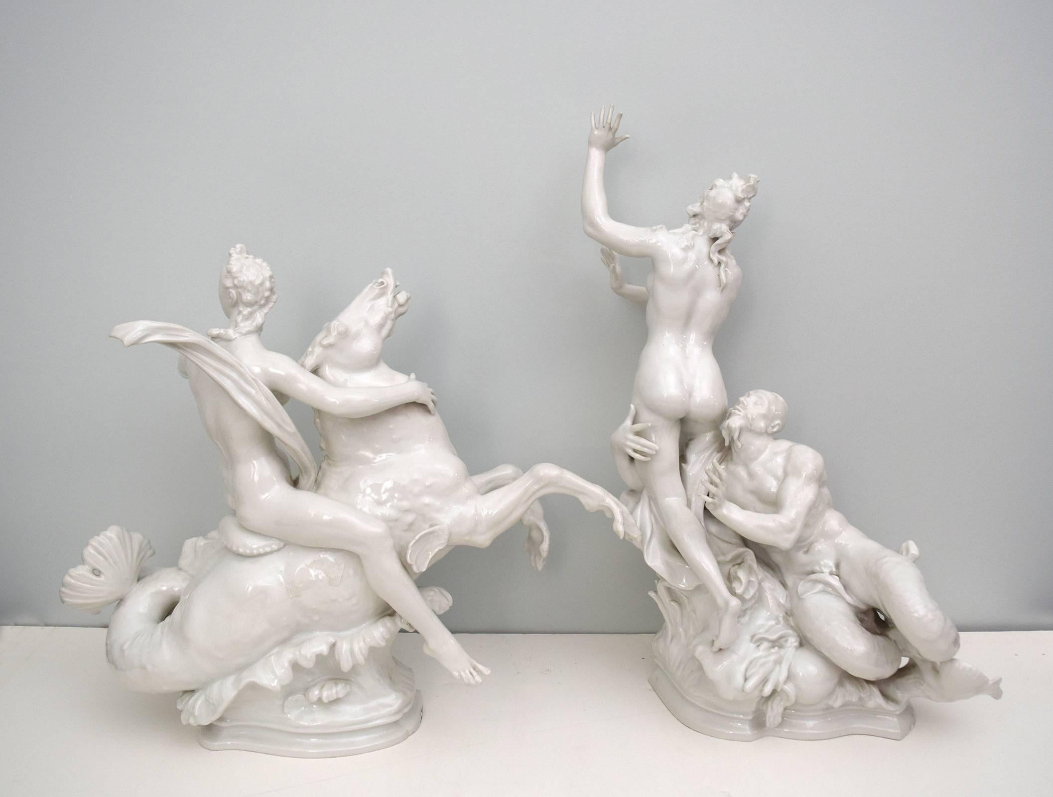 Paul Scheurich was the most noteworthy artist to create porcelain models in Germany between the wars. He worked for both Meissen and KPM of Berlin. In 1941 KPM commissioned the four sculptural groups they christened 