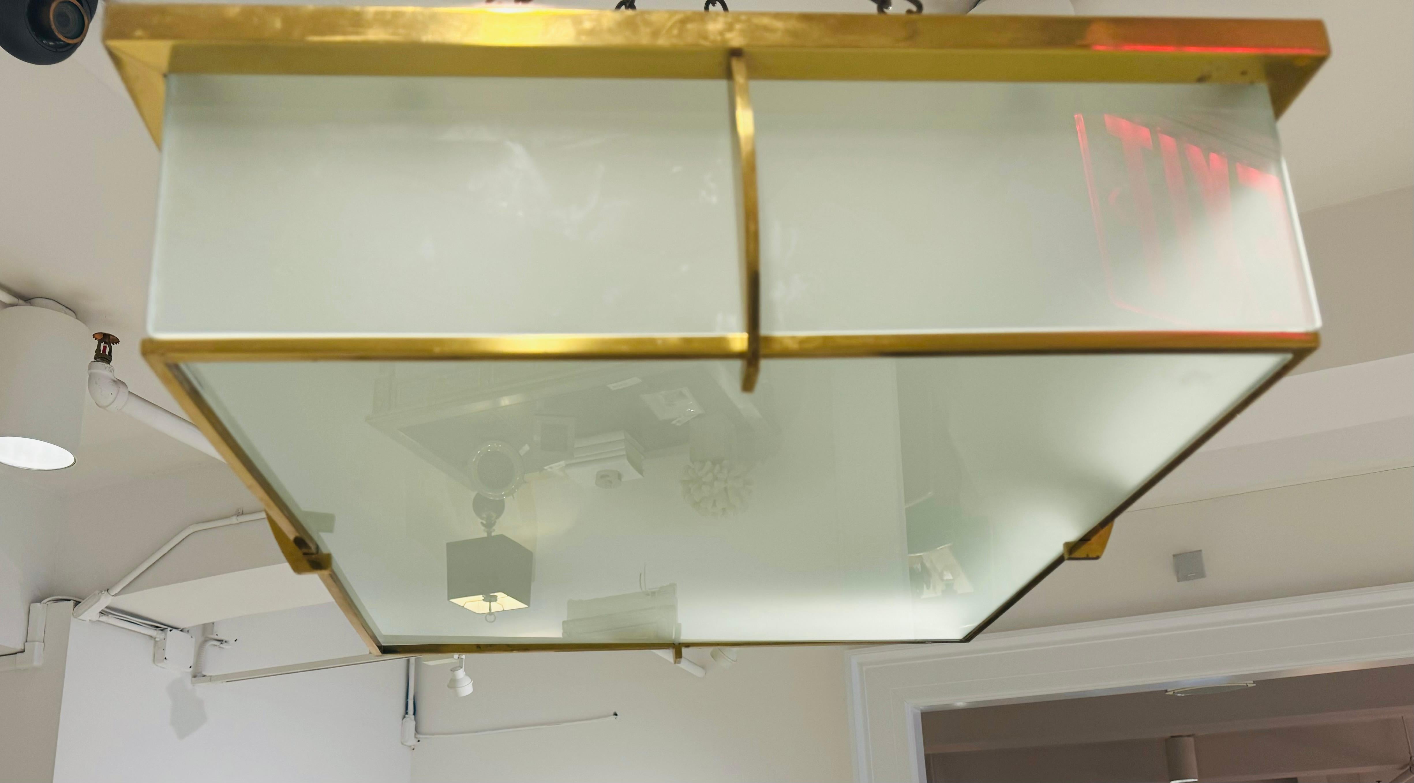 Pair of Large Perzel French Art Deco 1940s Flush Ceiling Lamps For Sale 8