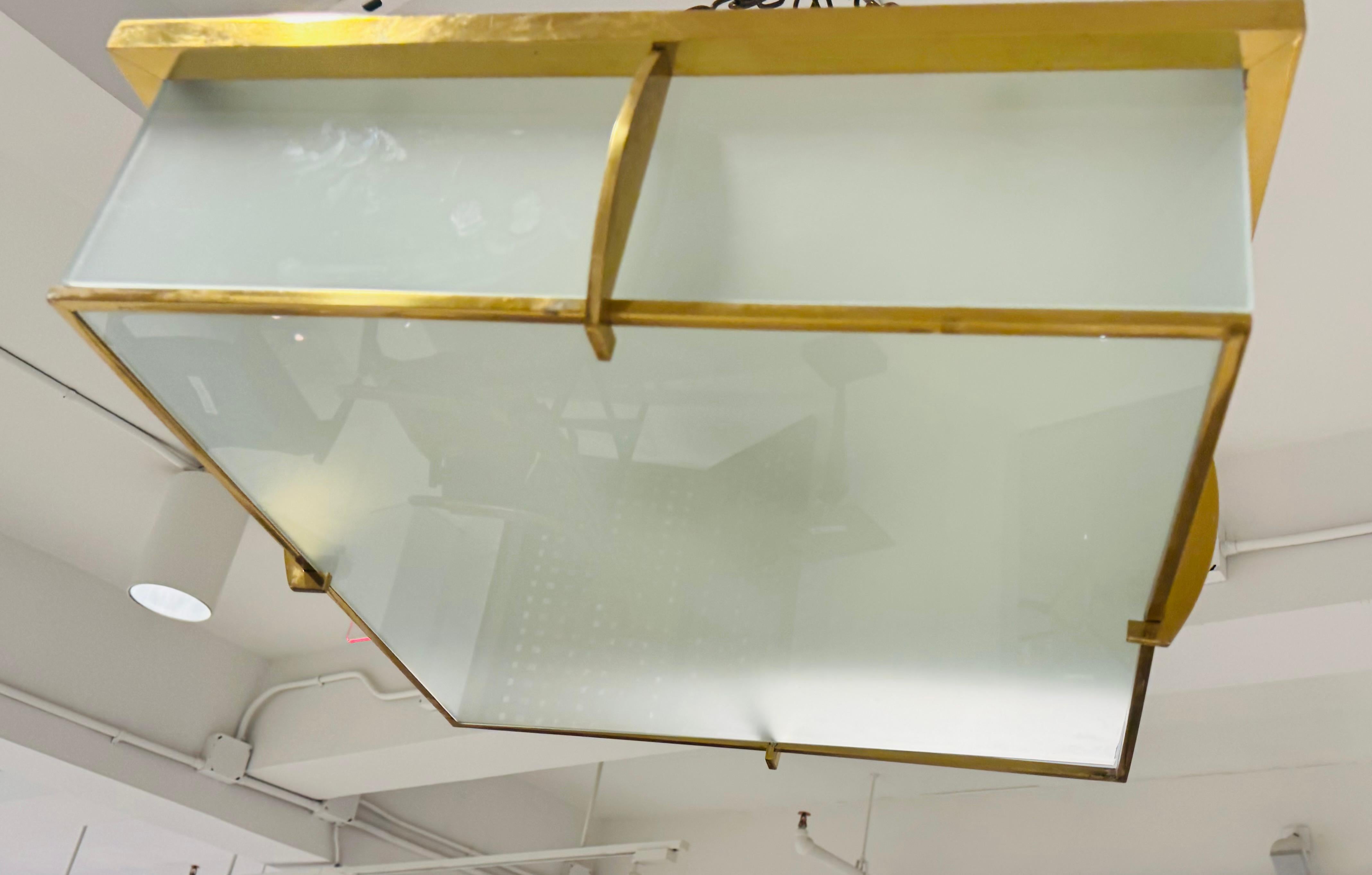 Pair of Large Perzel French Art Deco 1940s Flush Ceiling Lamps For Sale 11