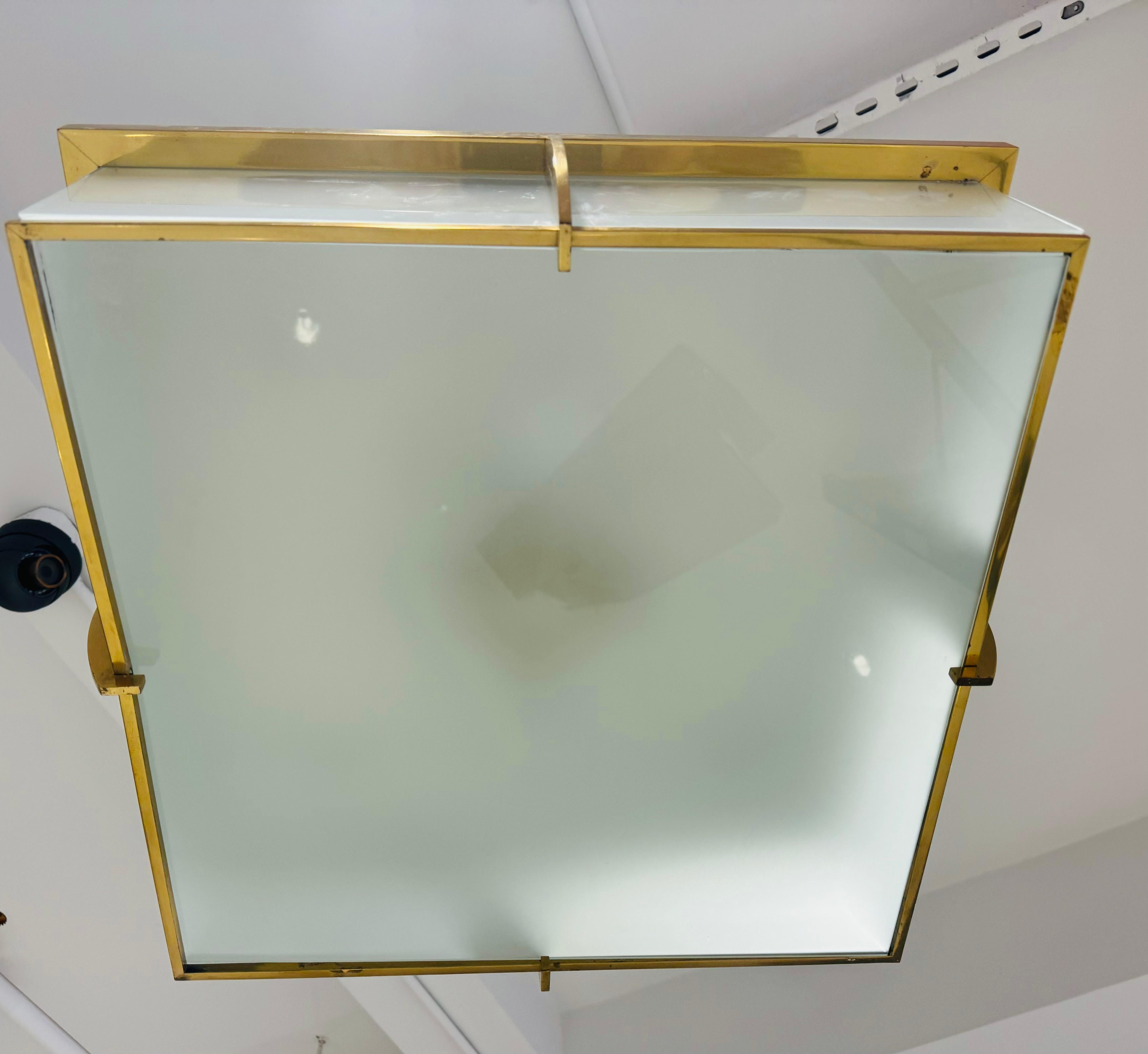 Pair of Large Perzel French Art Deco 1940s Flush Ceiling Lamps In Excellent Condition For Sale In New York, NY