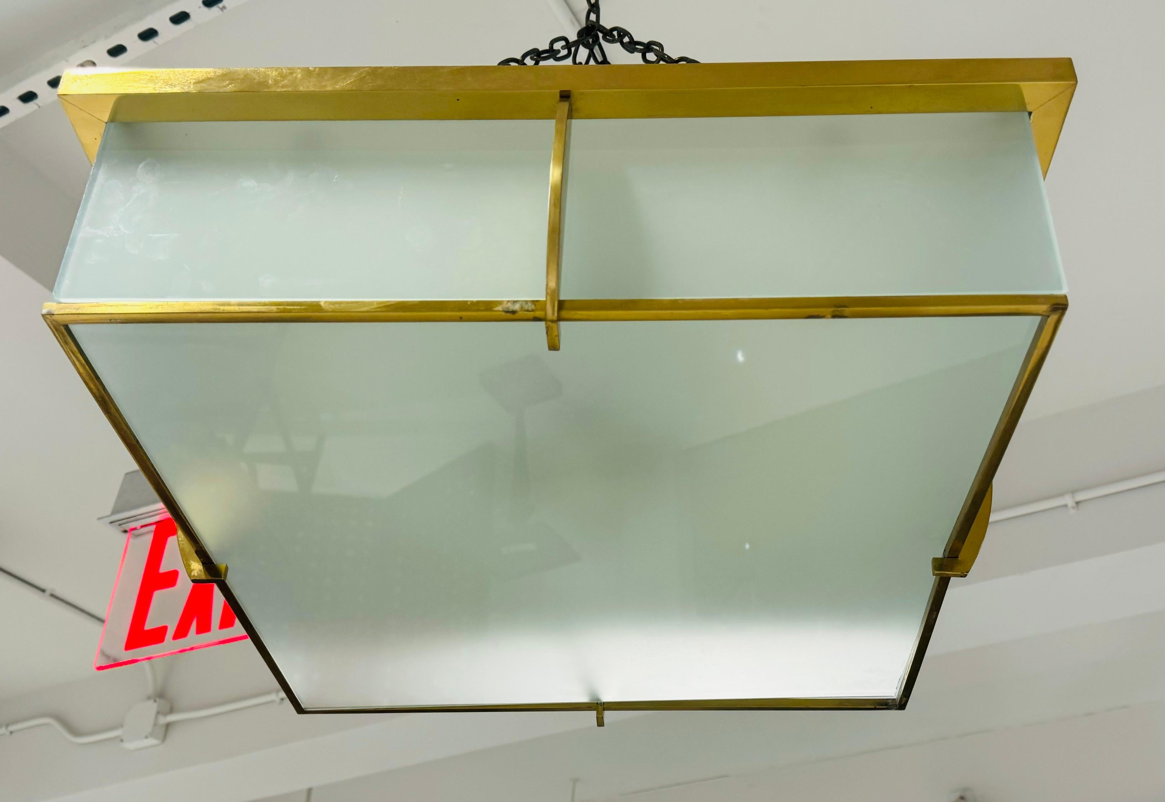 Mid-20th Century Pair of Large Perzel French Art Deco 1940s Flush Ceiling Lamps For Sale