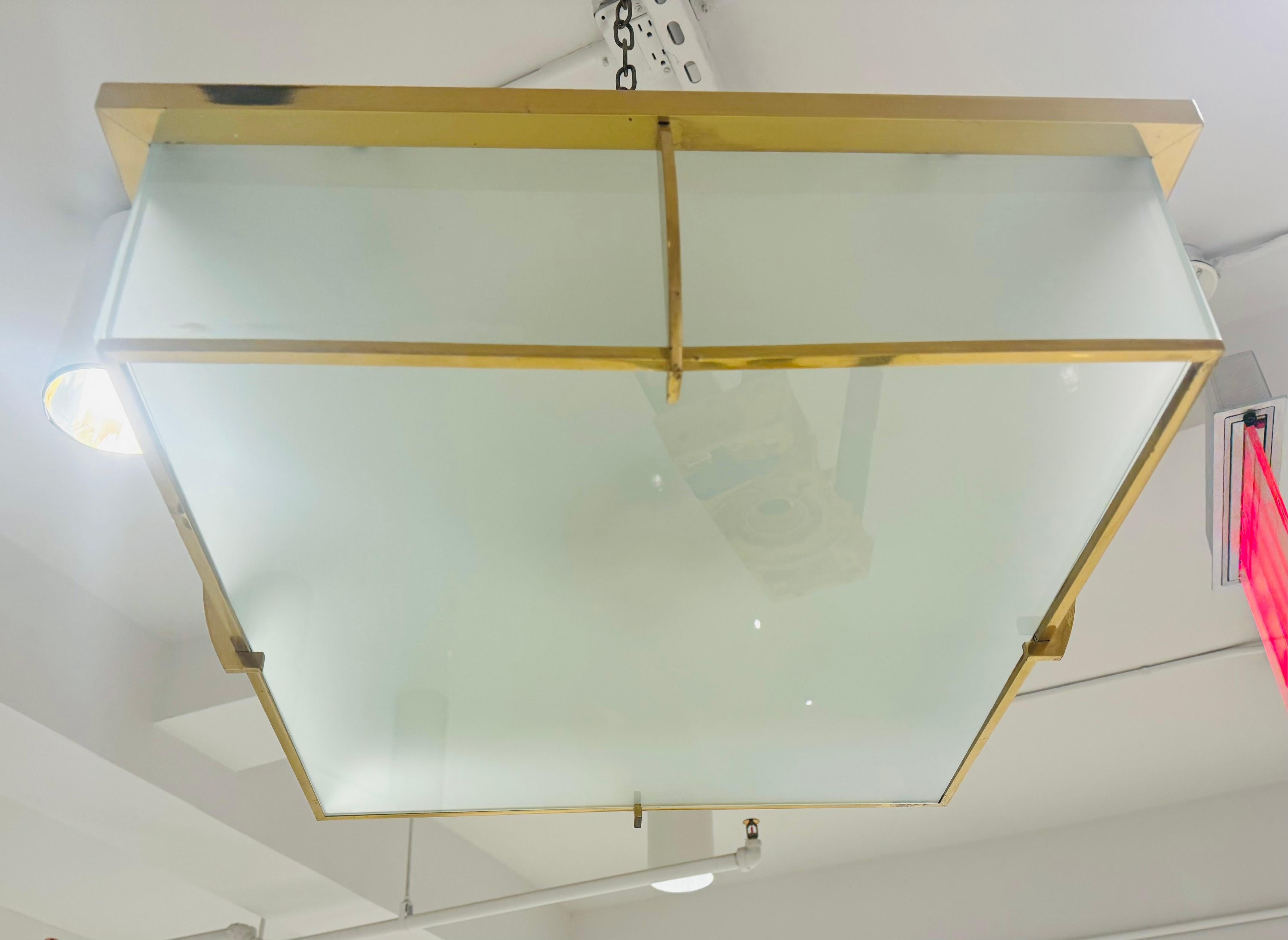 Pair of Large Perzel French Art Deco 1940s Flush Ceiling Lamps For Sale 2