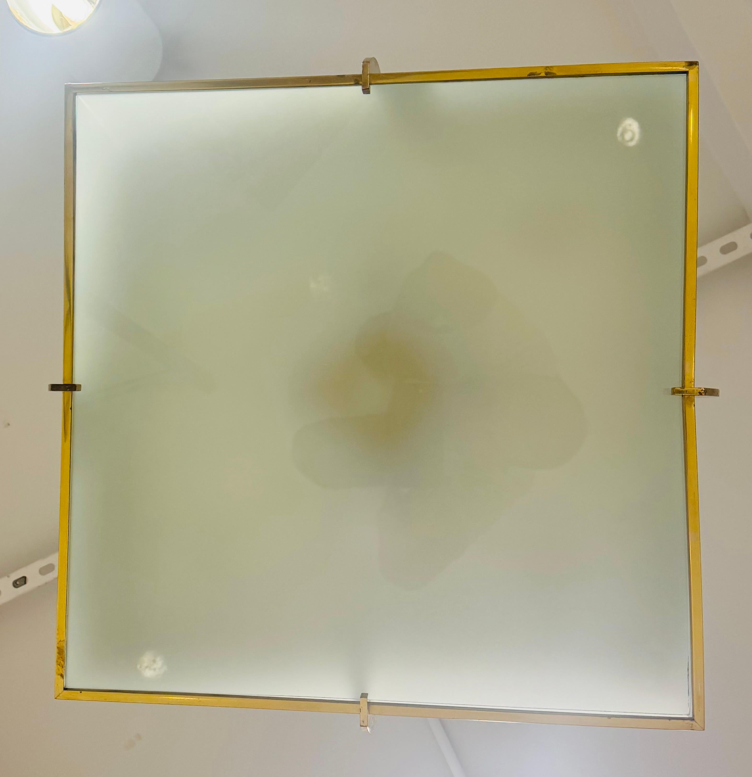 Pair of Large Perzel French Art Deco 1940s Flush Ceiling Lamps For Sale 3