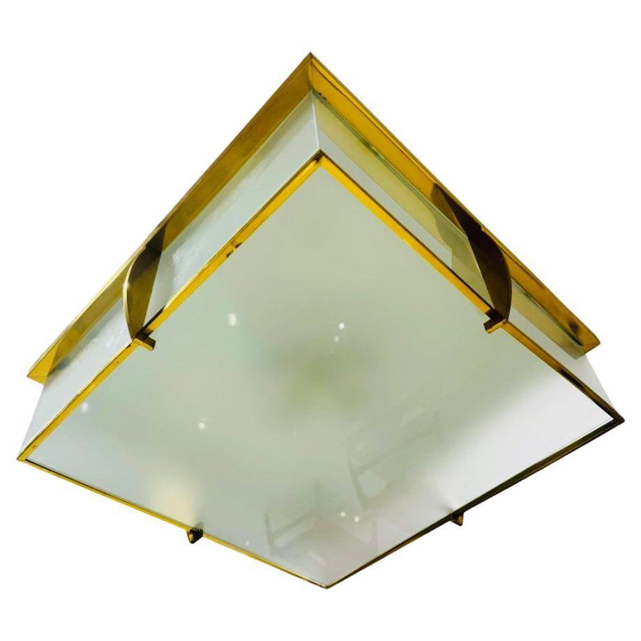 Pair of Large Perzel French Art Deco 1940s Flush Ceiling Lamps For Sale