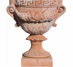 PAIR OF LARGE PILLAR VASE WITH TERRACOTTA FESTOONS 21th Century