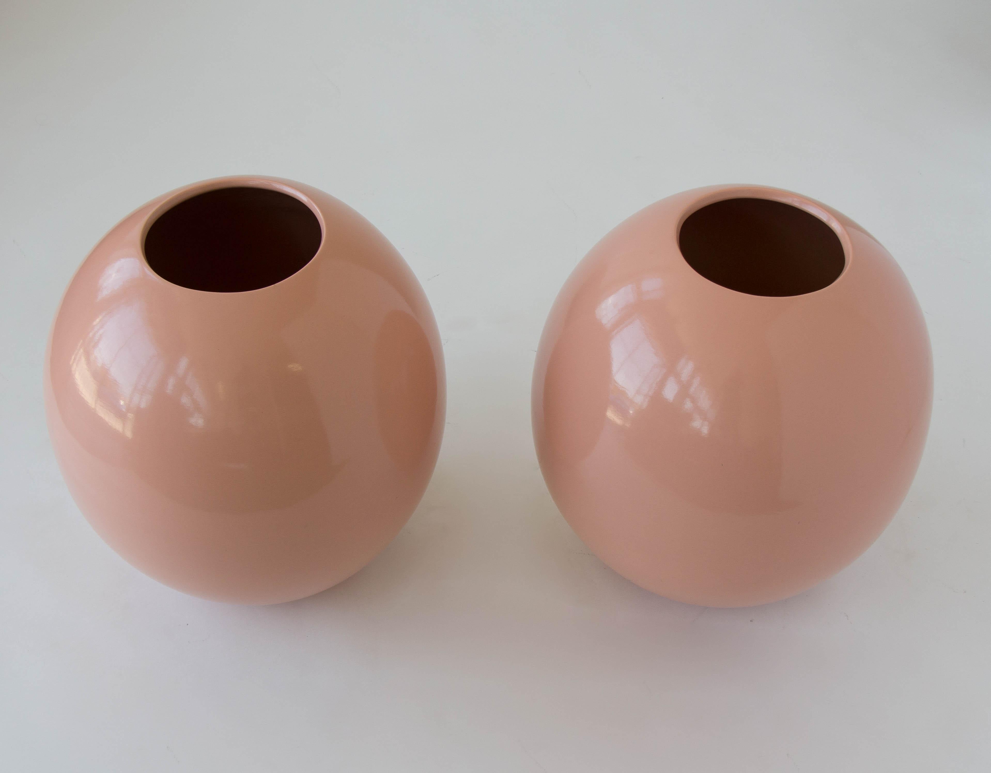 Glazed Pair of Large Pink Vase Planters by Marilyn Kay Austin for Architectural Pottery
