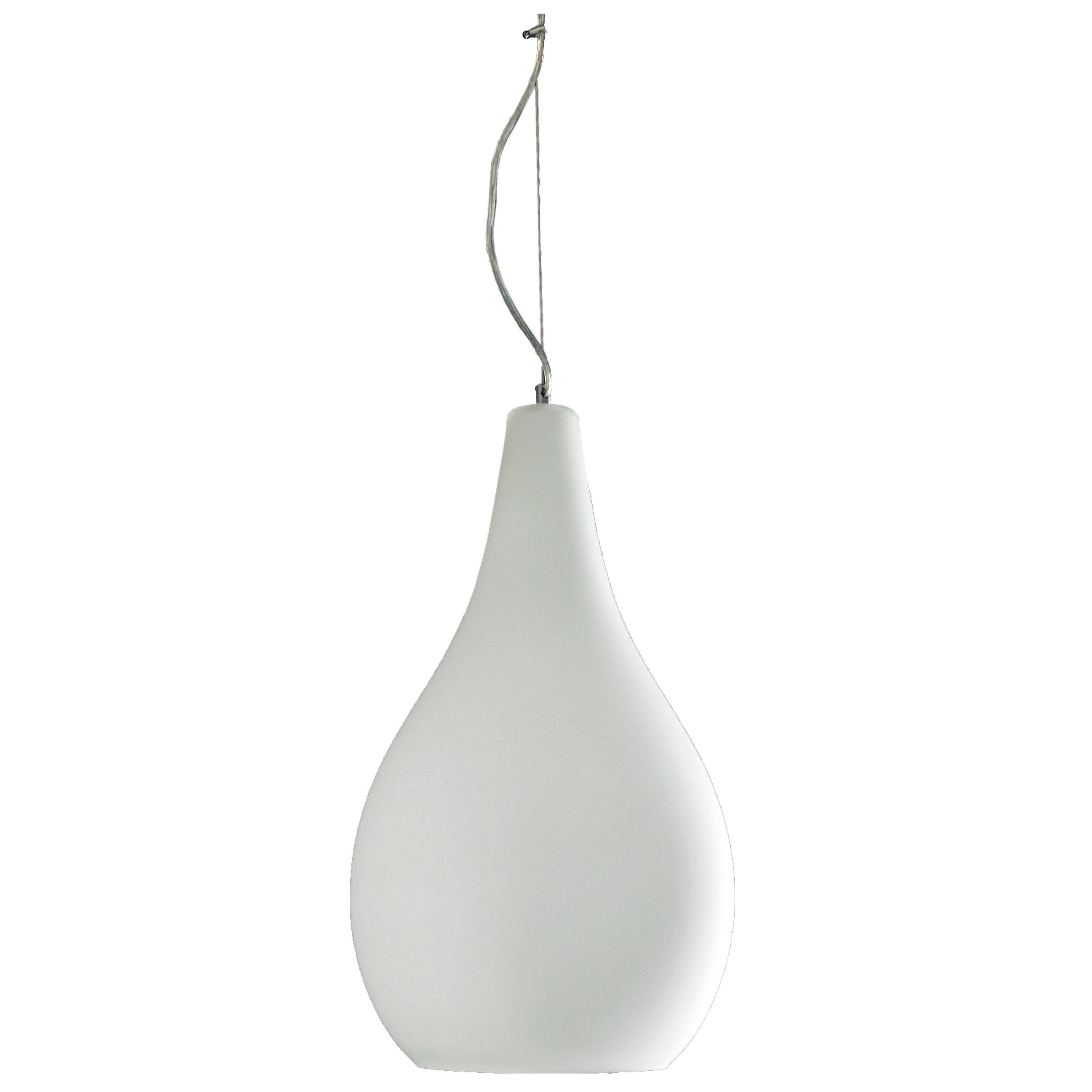 Contemporary Pair of Large 'Pisara' Opaline Glass Pendant Lamps by Innolux Oy, Finland For Sale