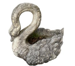 Pair of Large Planters "Swan" in Cement