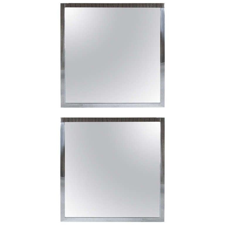 Pair of Large Polished Steel Mirrors In Good Condition For Sale In New York, NY