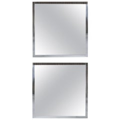 Pair of Large Polished Steel Mirrors
