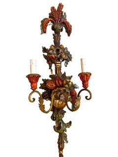 "Pair of large Polychrome Wooden Sconces -Art Nouveau"