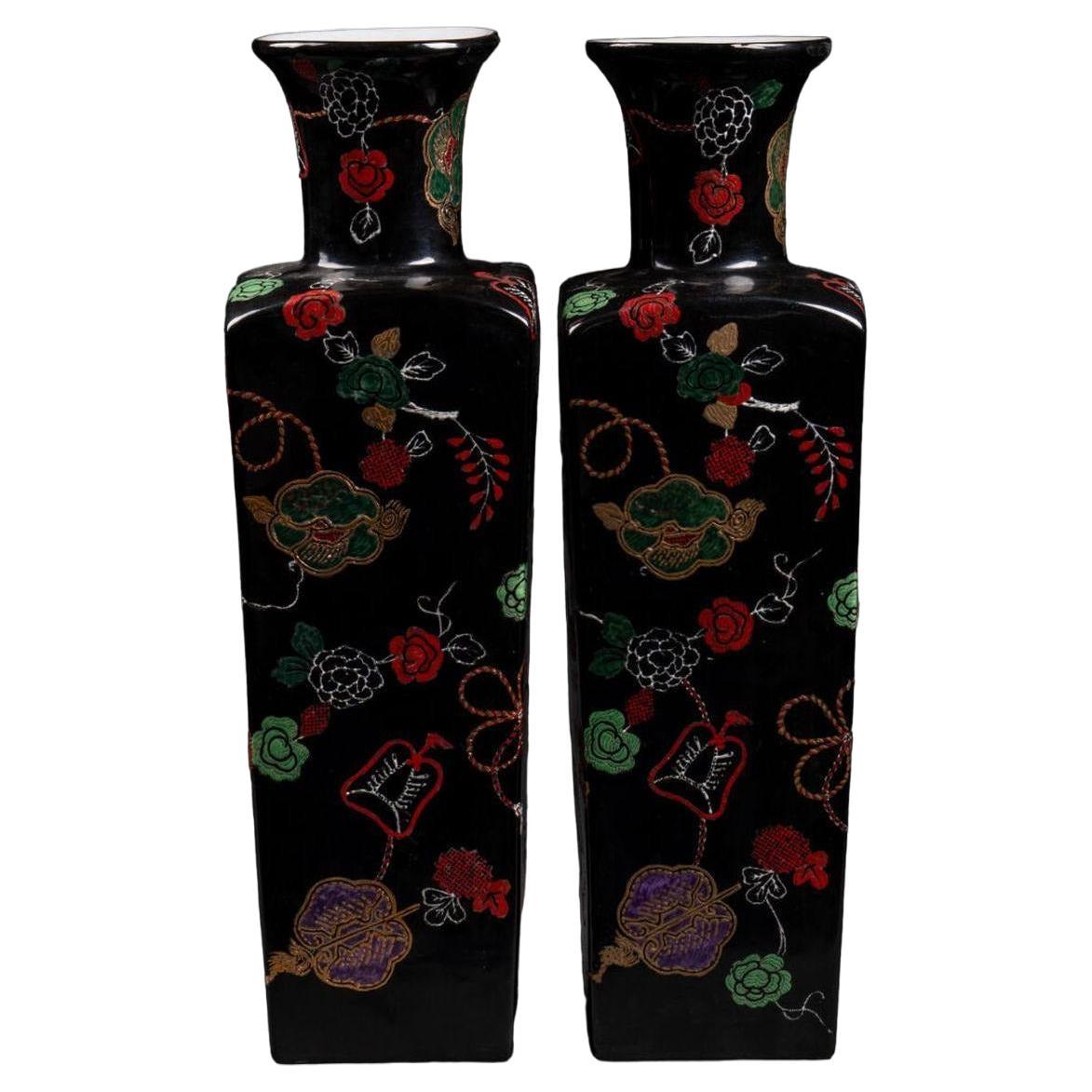 Pair of Large Polychromed Vases by the designer Kenzo Takada (1939-2020)