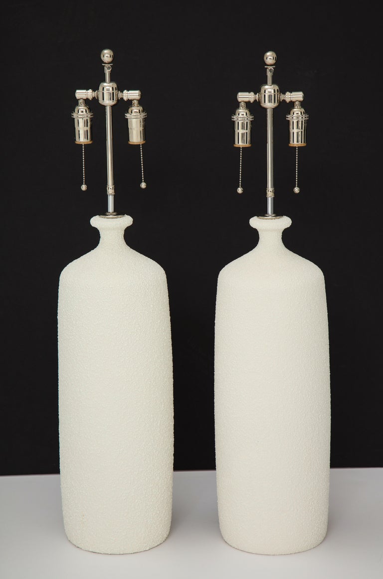 Pair of Large Popcorn Textured Ceramic Lamps 4