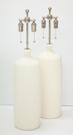 Pair of Large Popcorn Textured Ceramic Lamps