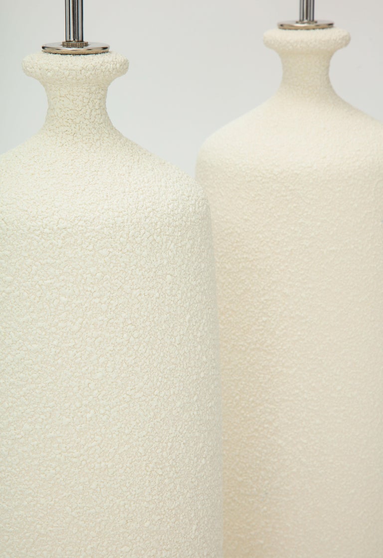 Late 20th Century Pair of Large Popcorn Textured Ceramic Lamps