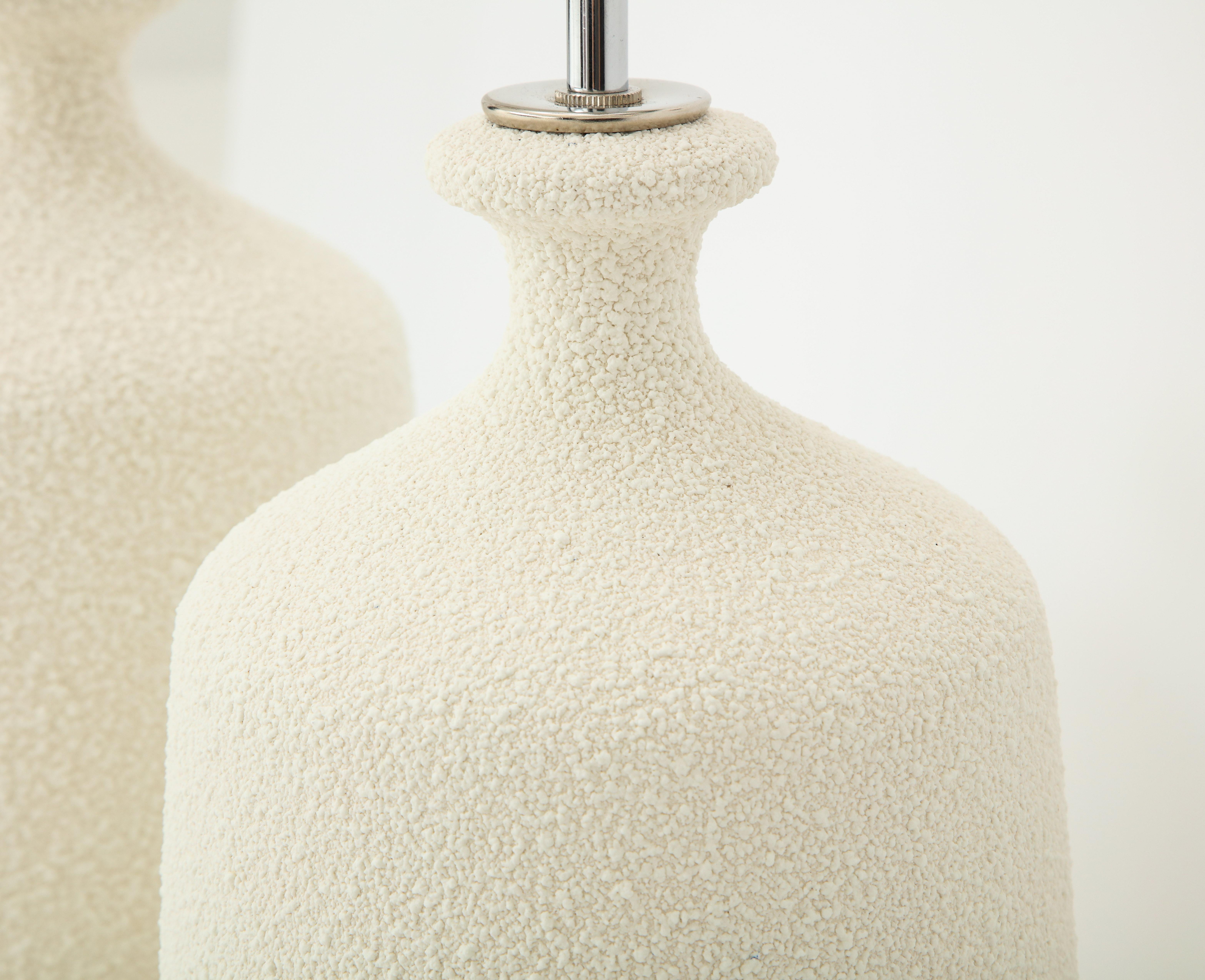 Pair of Large Popcorn Textured Ceramic Lamps 1