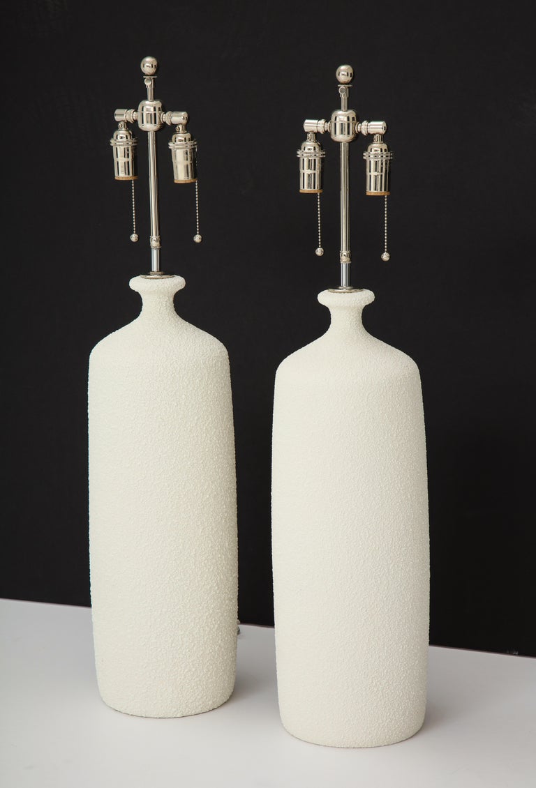 Pair of Large Popcorn Textured Ceramic Lamps 3
