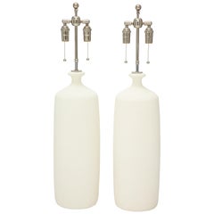 Pair of Large Popcorn Textured Ceramic Lamps