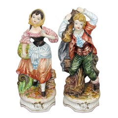 Pair of Large Porcelain Capodimonte Figurines