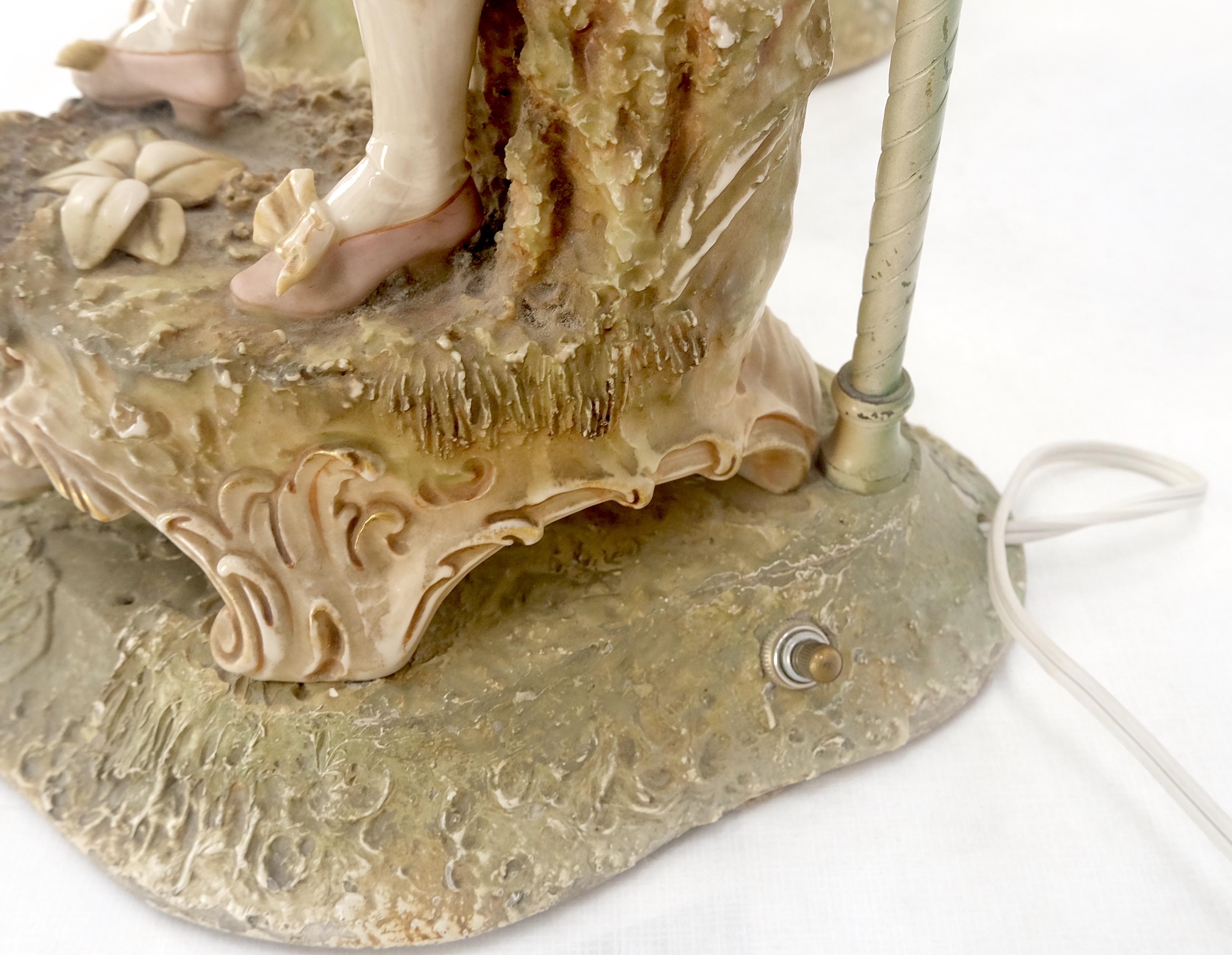 Coppia di grandi lampade da tavolo in porcellana e ceramica danzante molto belle MINT! in vendita 8