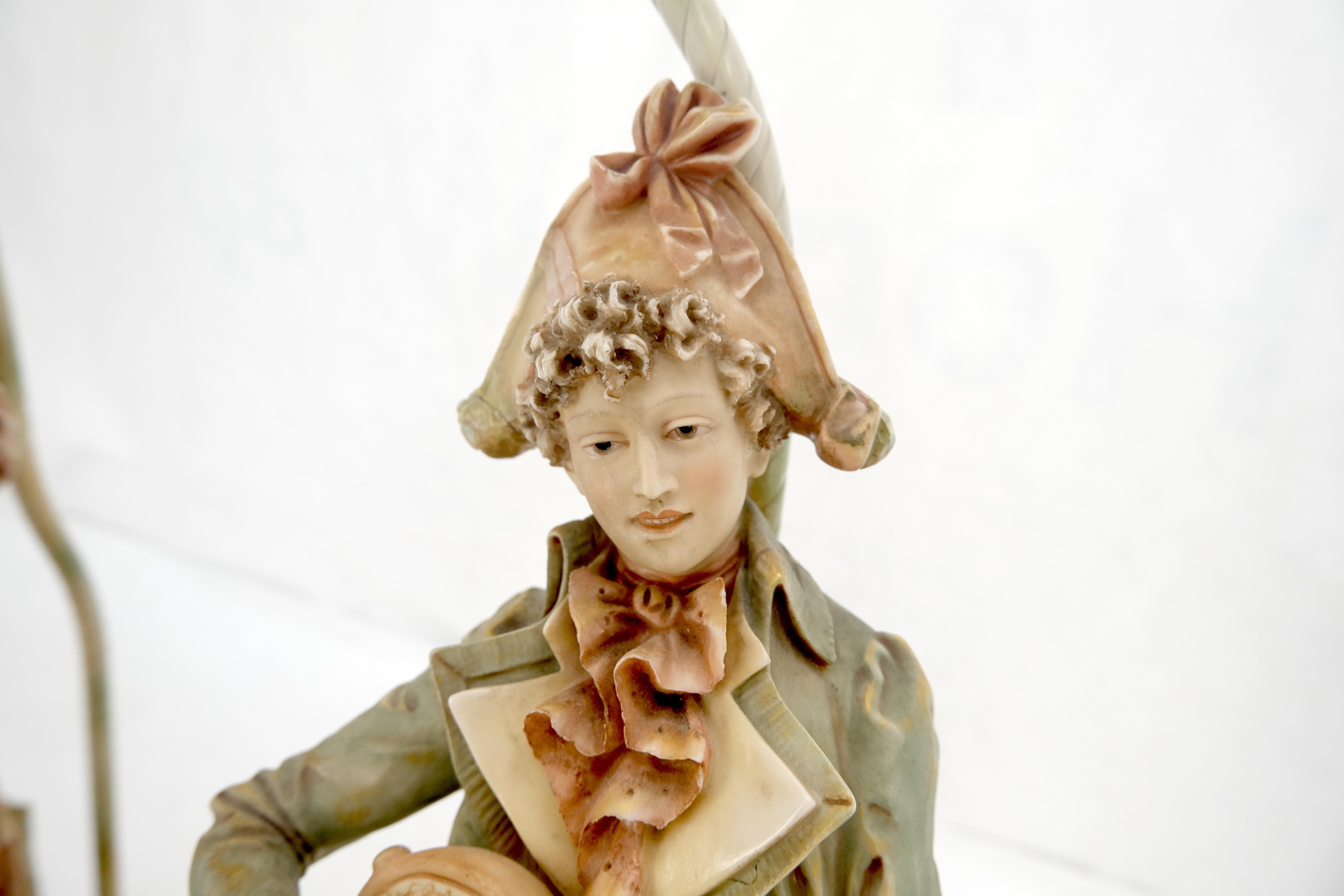 Coppia di grandi lampade da tavolo in porcellana e ceramica danzante molto belle MINT! in vendita 10