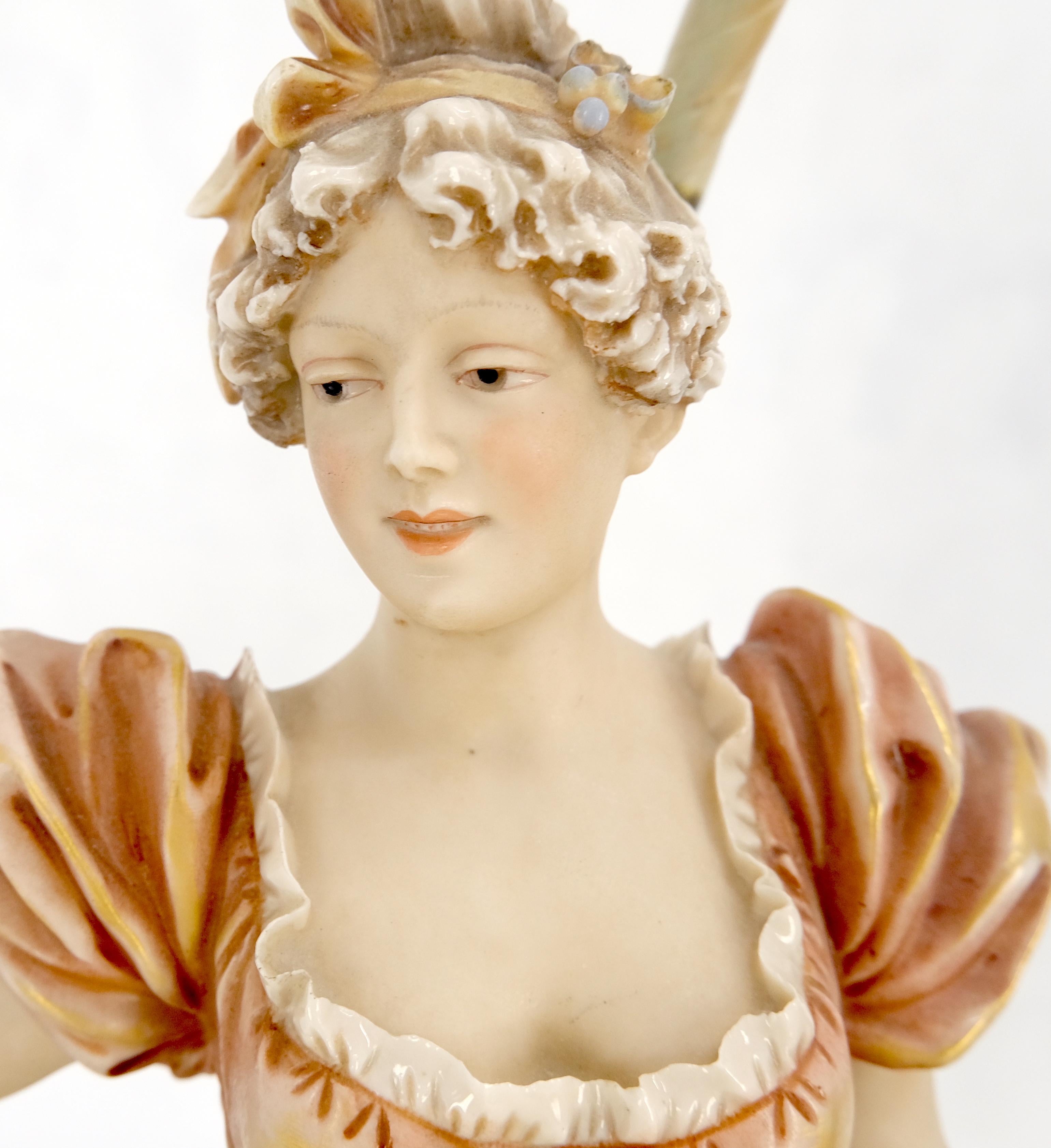Coppia di grandi lampade da tavolo in porcellana e ceramica danzante molto belle MINT! in vendita 11