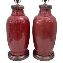 Pair of Large Porcelain Lamps
