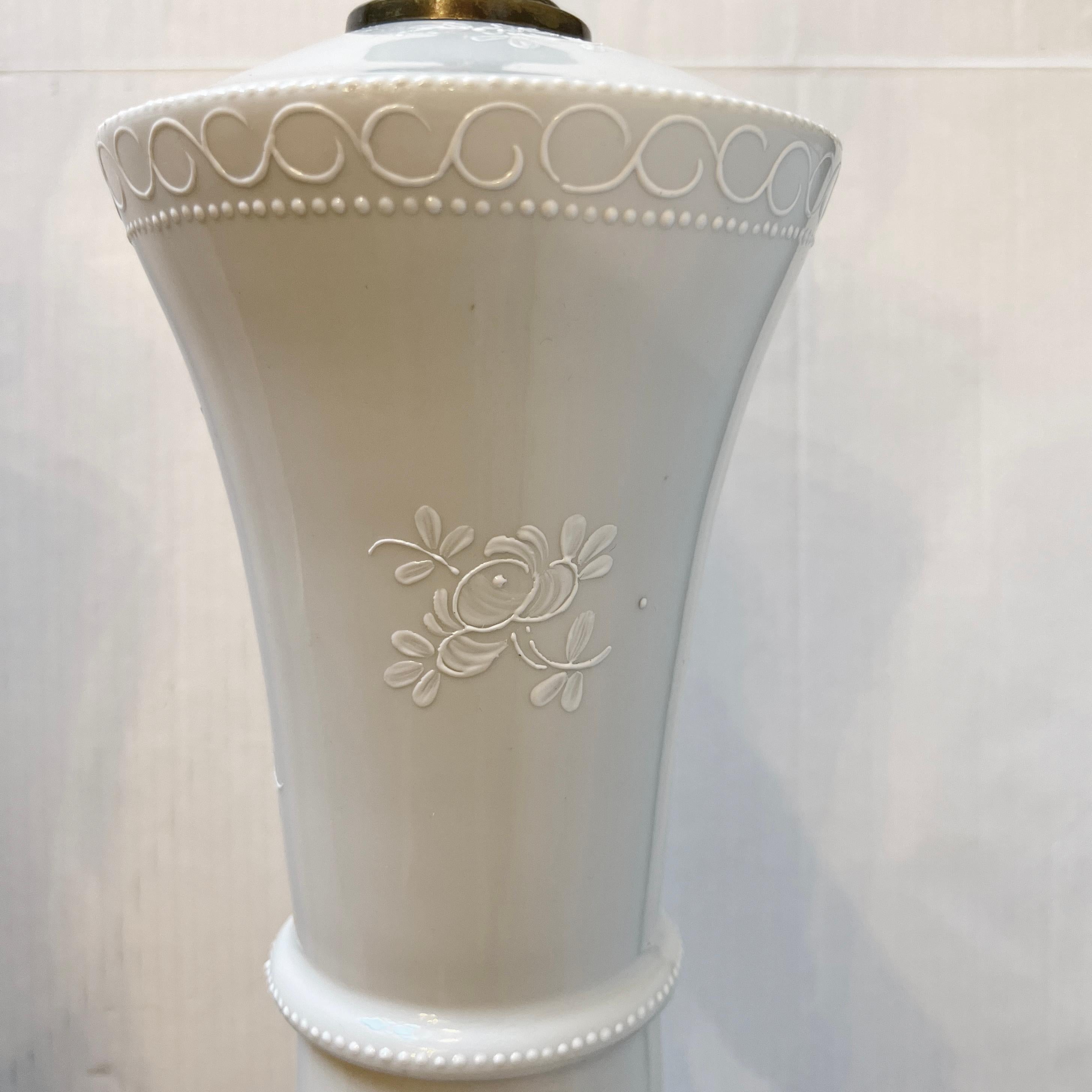 Danish Pair of Large Porcelain Lamps For Sale