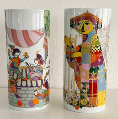 Pair of Large Porcelain Vases by Björn Wiinblad for Rosenthal Germany, 1970s