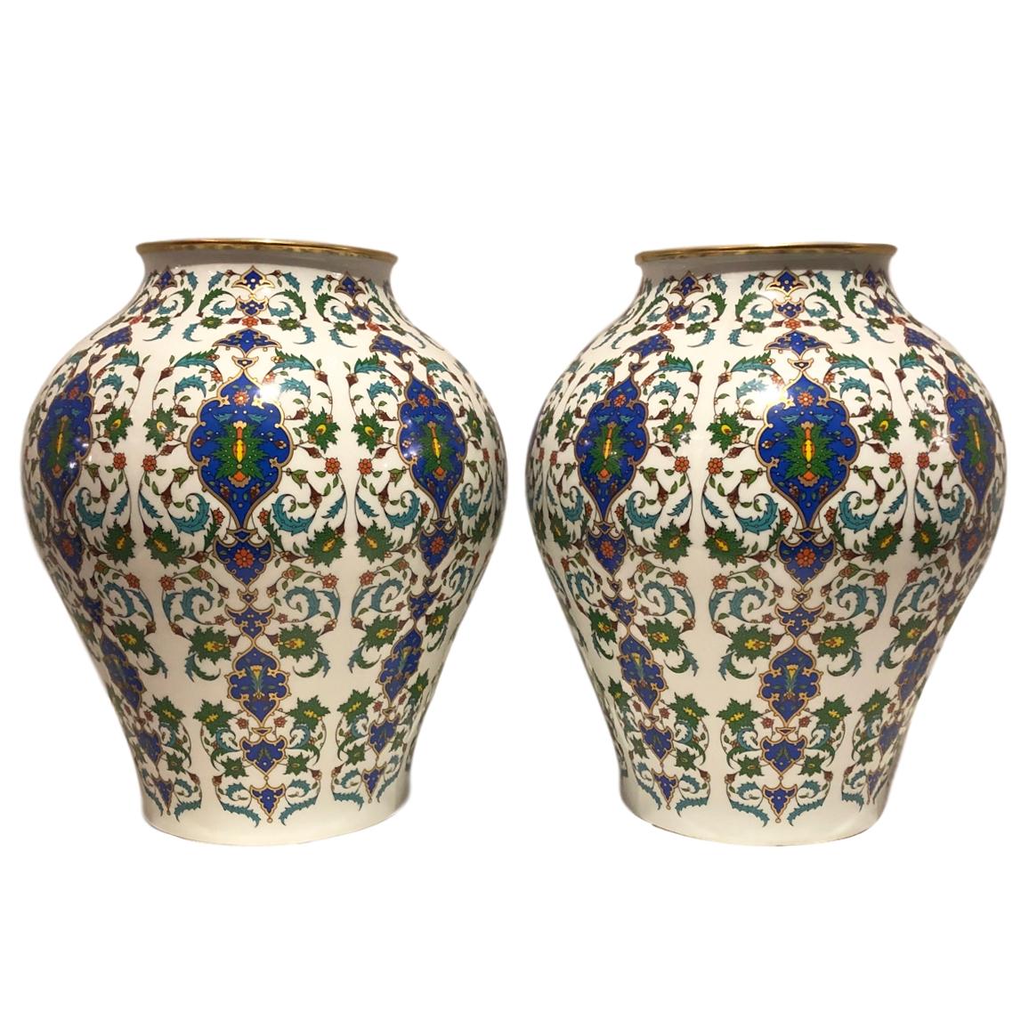 German Pair of Large Porcelain Vases For Sale