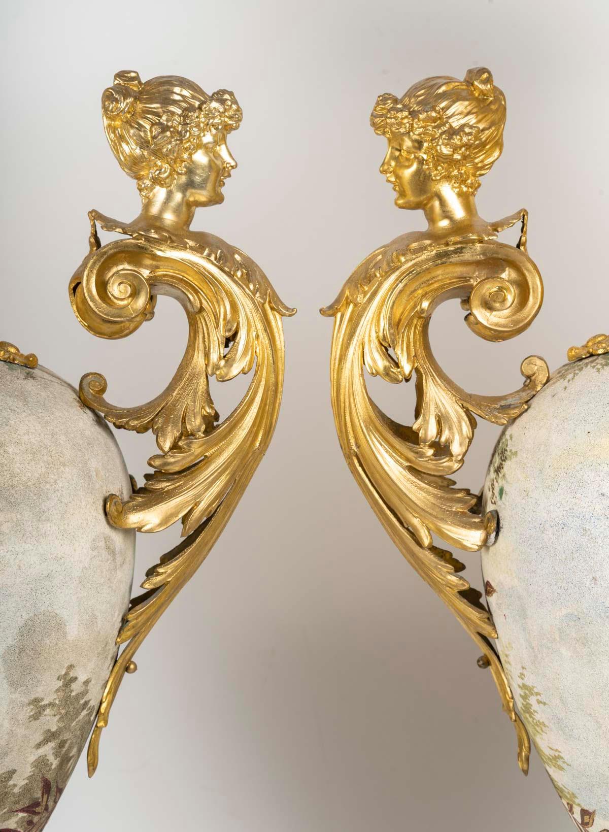 Pair of Large Porcelain Vases, Gilded Metal Mount, Napoleon III Period. 4