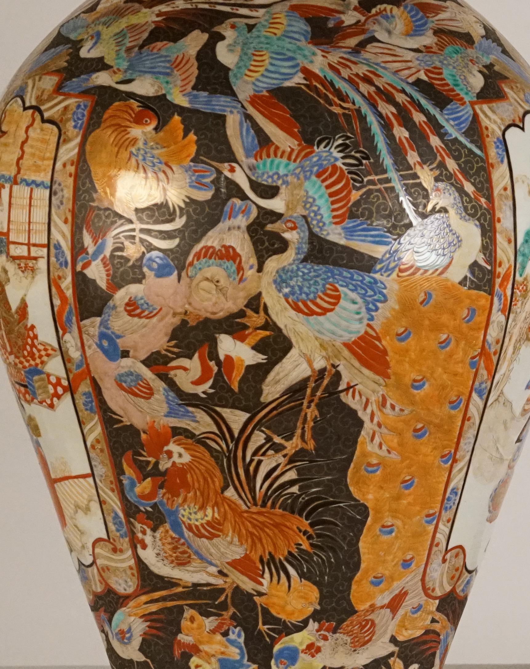 Pair of Large Porcelain Vases Kutani Period For Sale 1