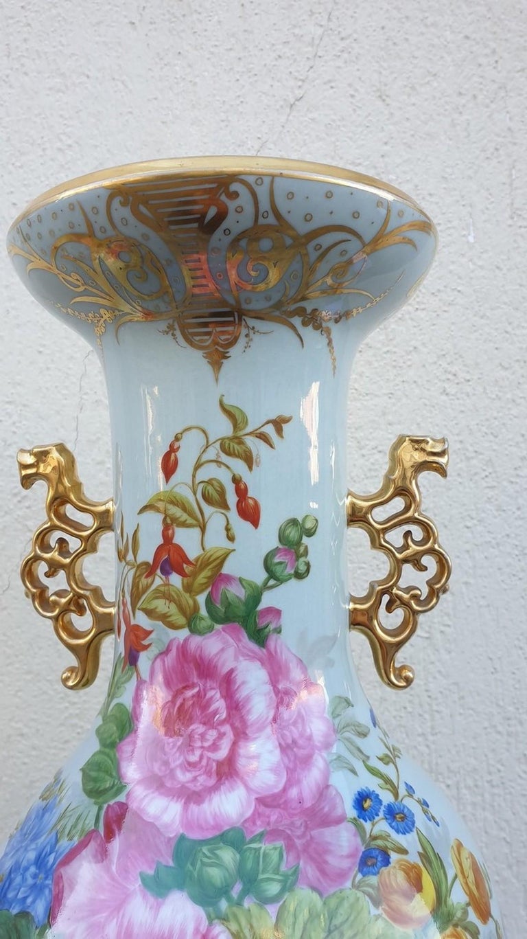 Pair of Large Porcelain Vases, Mid Xixth Century For Sale at 1stDibs